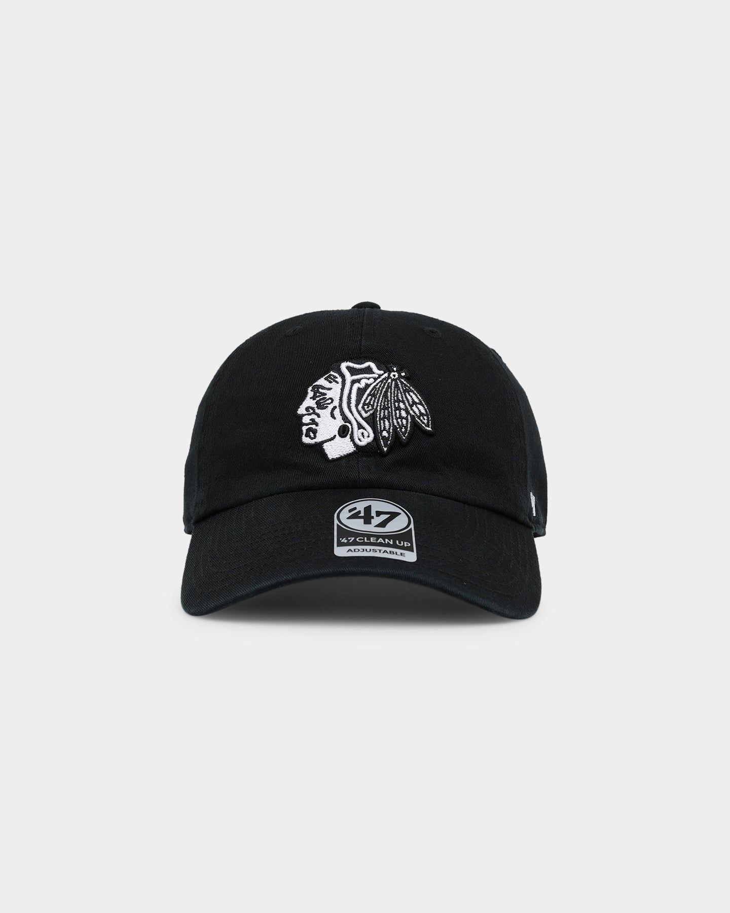 47 Brand Chicago Blackhawks 47 Clean Up Strapback Black/White sold by Culture Kings