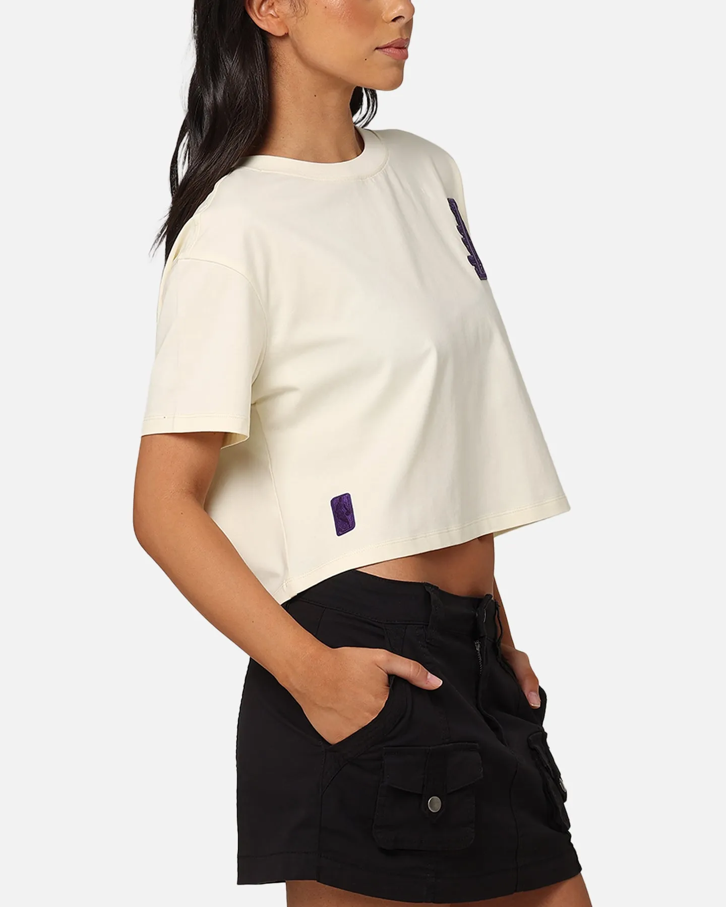 Pro Standard Women's Los Angeles Lakers Triple Tonal Cropped Boxy T-Shirt Eggshell sold by Culture Kings product image thumbnail 5