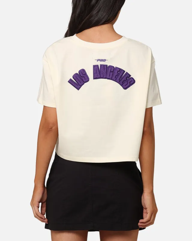 Pro Standard Women's Los Angeles Lakers Triple Tonal Cropped Boxy T-Shirt Eggshell sold by Culture Kings