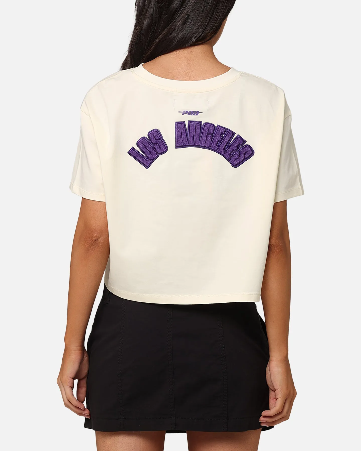 Pro Standard Women's Los Angeles Lakers Triple Tonal Cropped Boxy T-Shirt Eggshell sold by Culture Kings