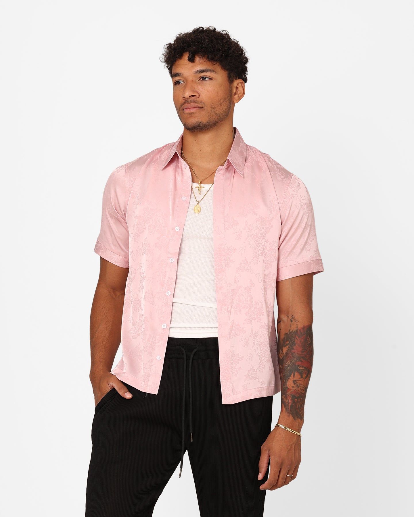 XXIII Perry Satin Button Up Shirt Pink sold by Culture Kings