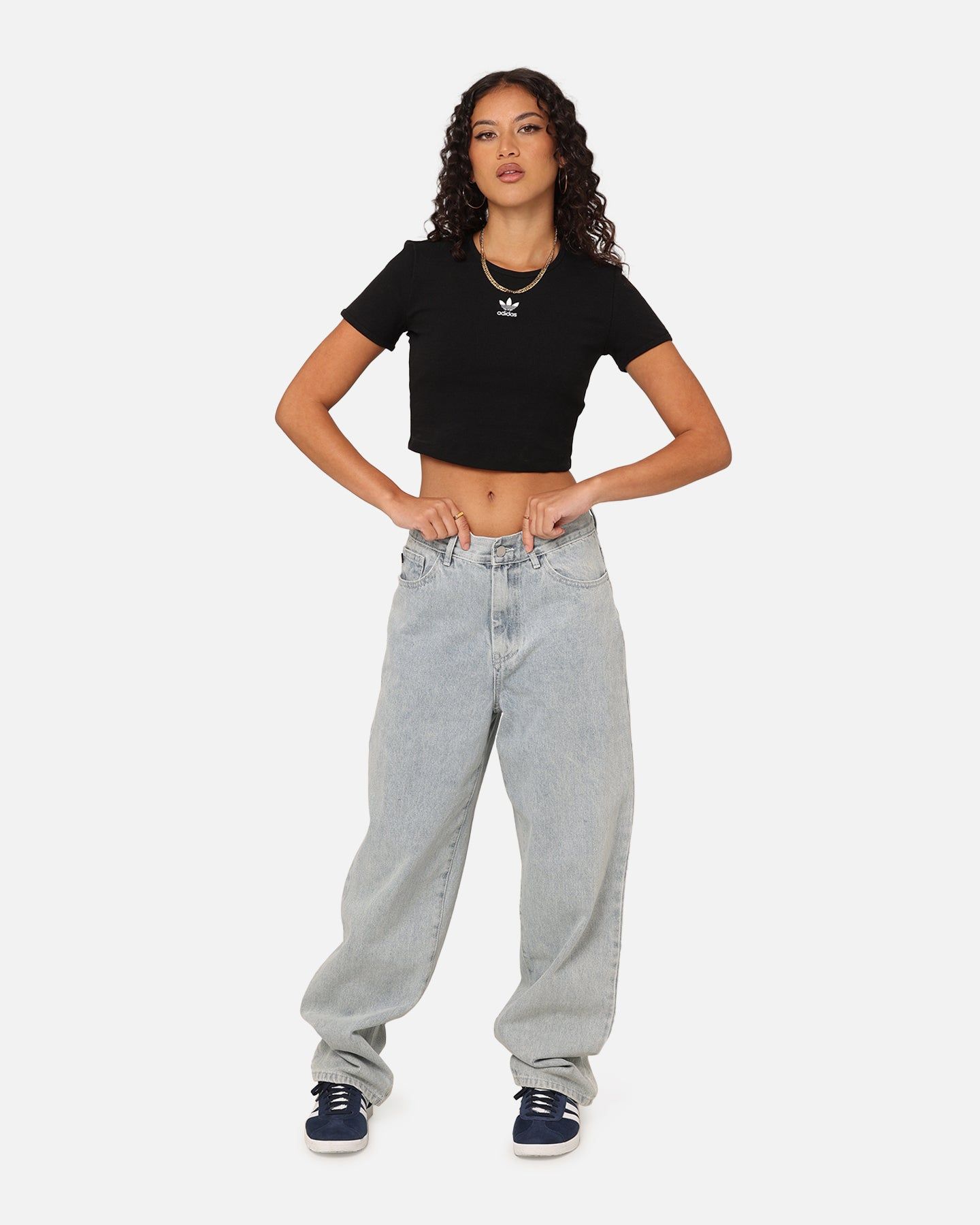 Adidas Women's Essentials Rib Baby T-Shirt Black sold by Culture Kings product image thumbnail 2