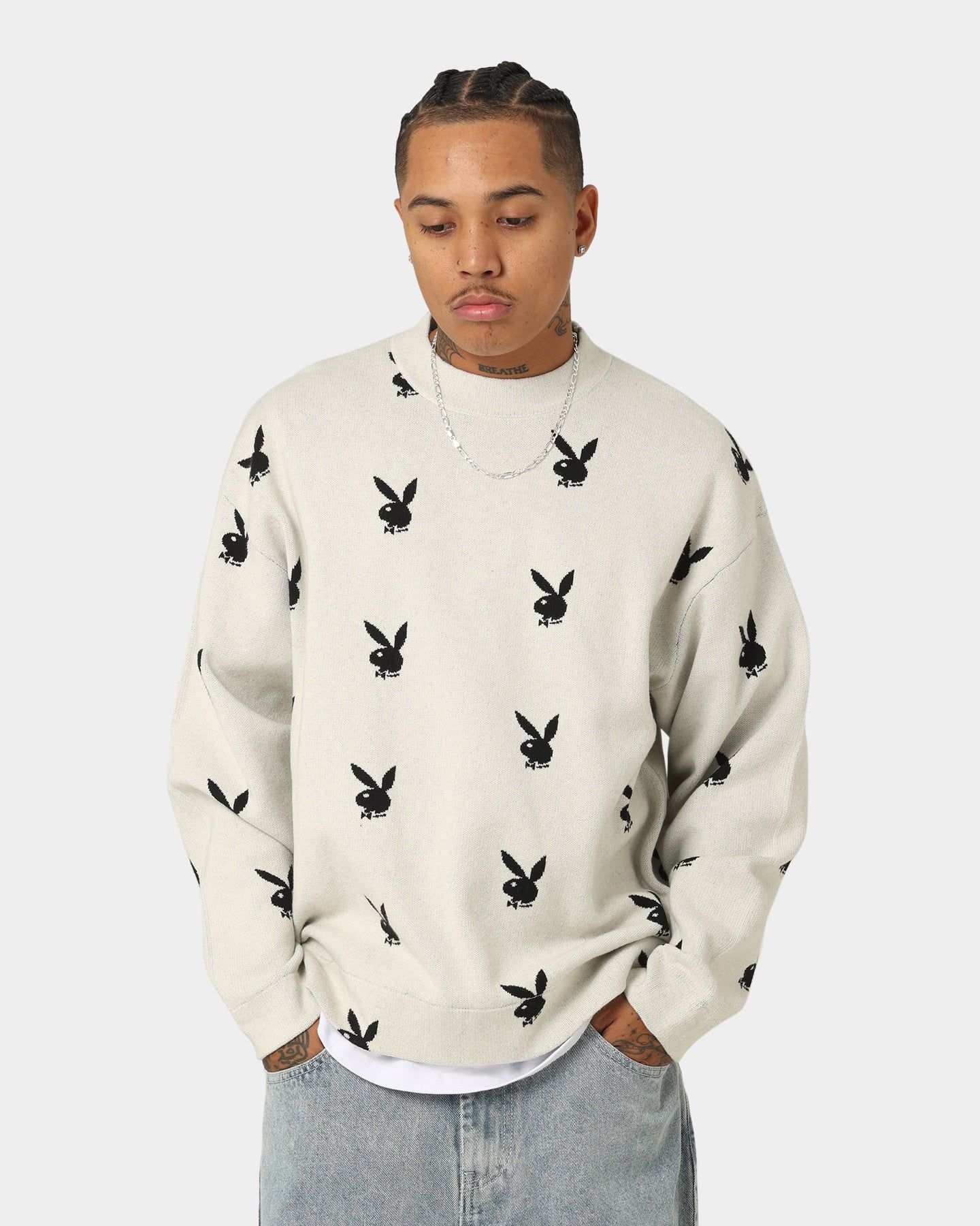 Playboy By CK Bunny Knit Sweater V2 Off White sold by Culture Kings