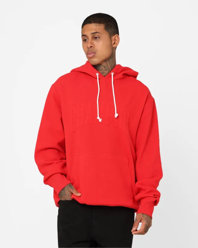 Champion Lifestyle Jacquard Twill Hoodie Scarlet sold by Culture Kings
