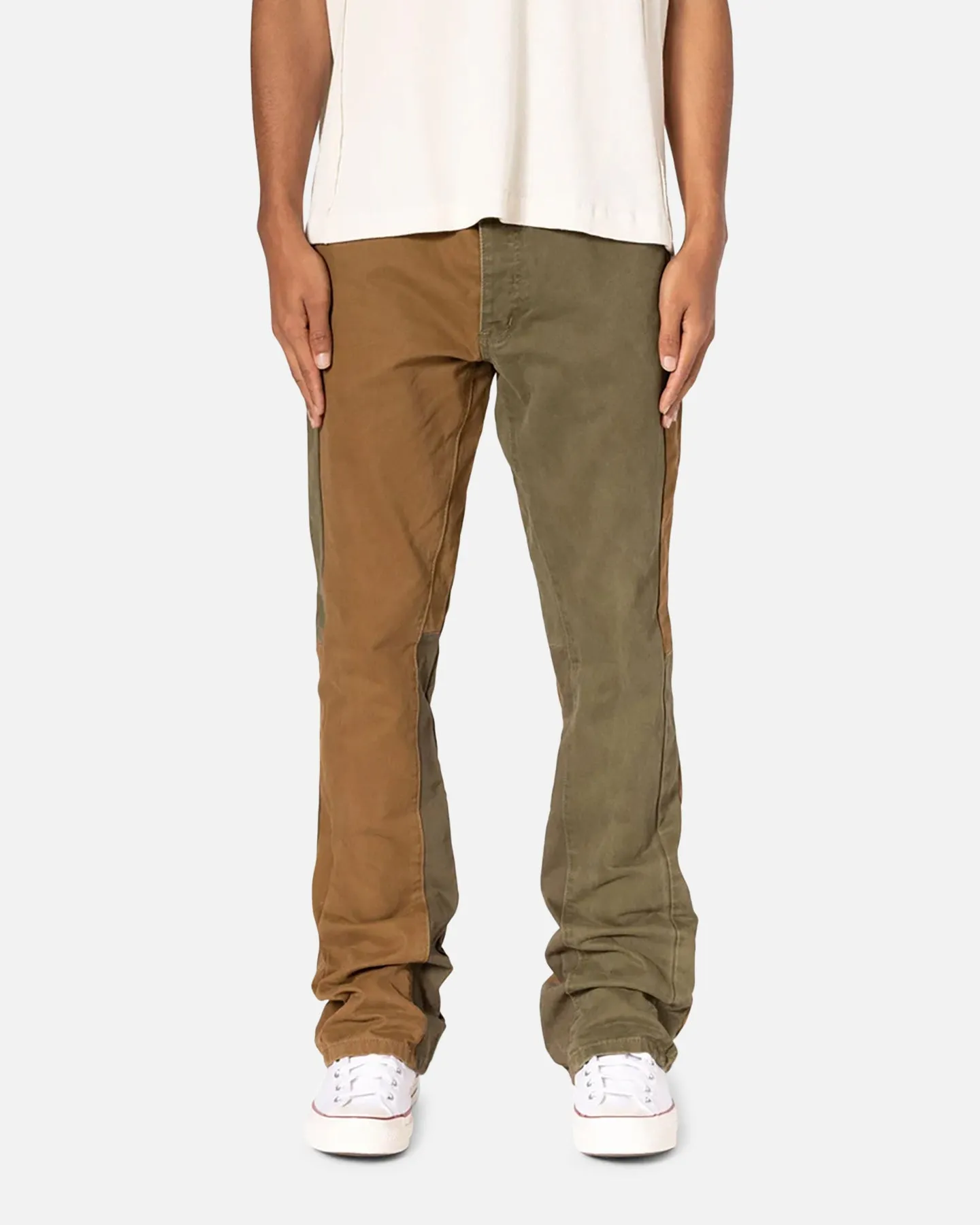 MNML B680 Colour Block Denim Jeans Olive sold by Culture Kings