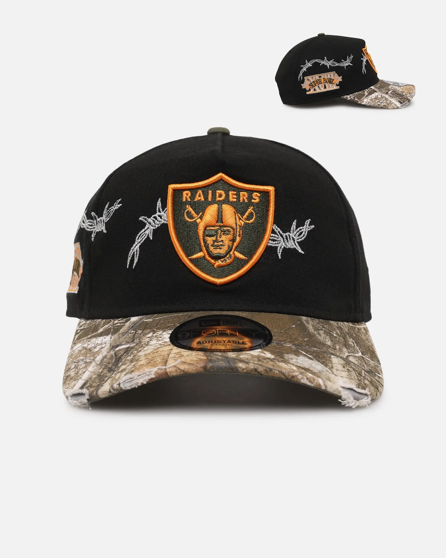 New Era Las Vegas Raiders 'Realtree Grit 2.0' 9FORTY A-Frame Snapback Black/Green/Orange sold by Culture Kings