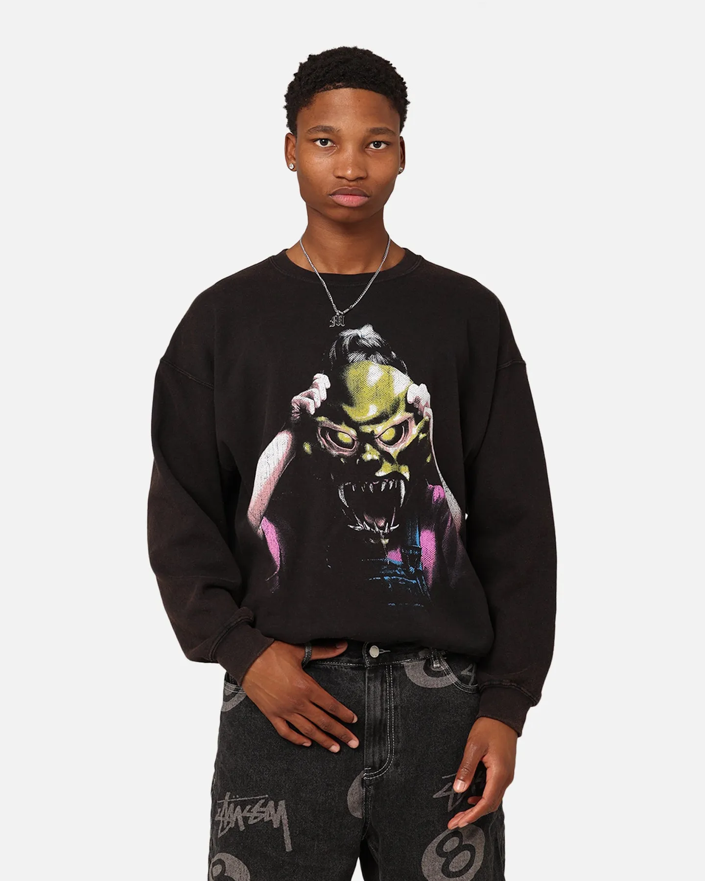 American Thrift X Goosebumps The Haunted Mask Crewneck Black Wash sold by Culture Kings