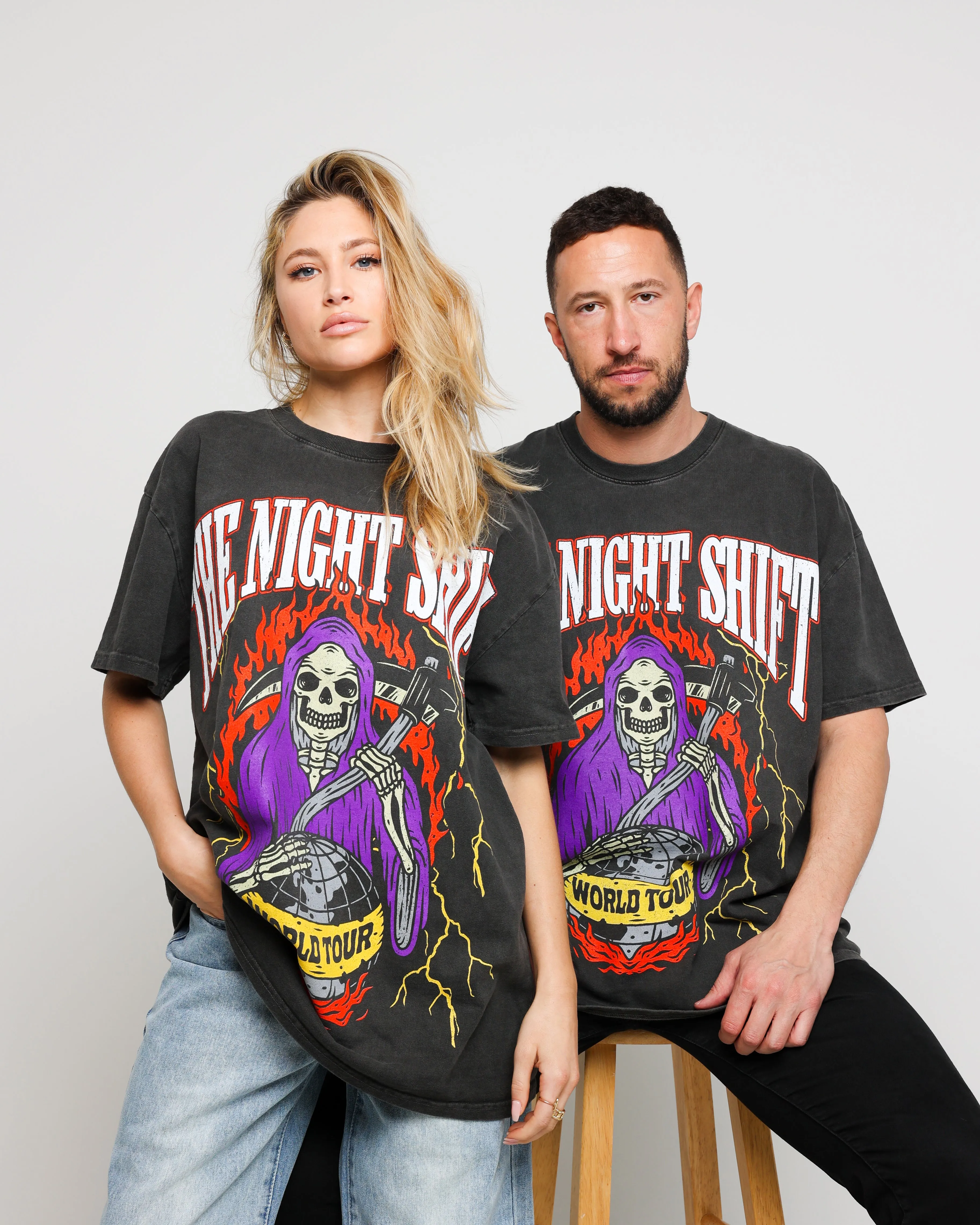 The Night Shift World Tour Heavyweight Vintage T-Shirt Black Wash sold by Culture Kings