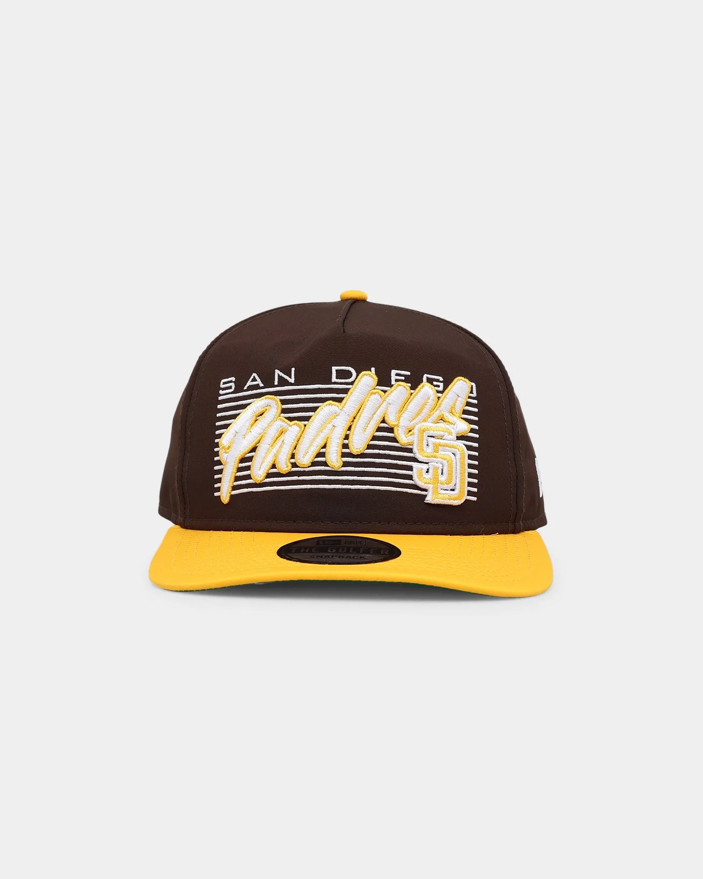 New Era San Diego Padres 'Retro Block Script' Golfer Snapback Dark Brown sold by Culture Kings