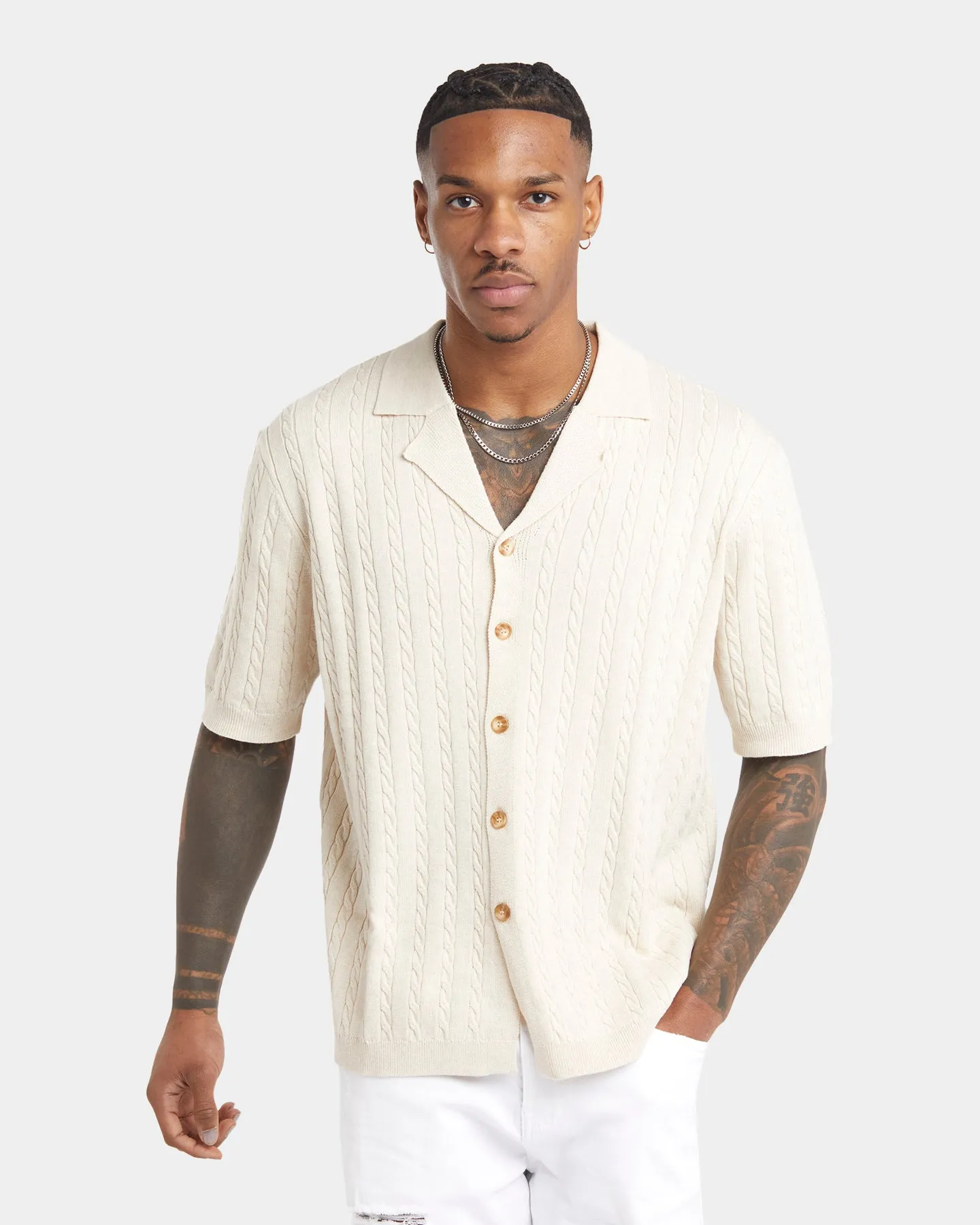 XXIII Terry Knit Button Up Shirt Tan sold by Culture Kings