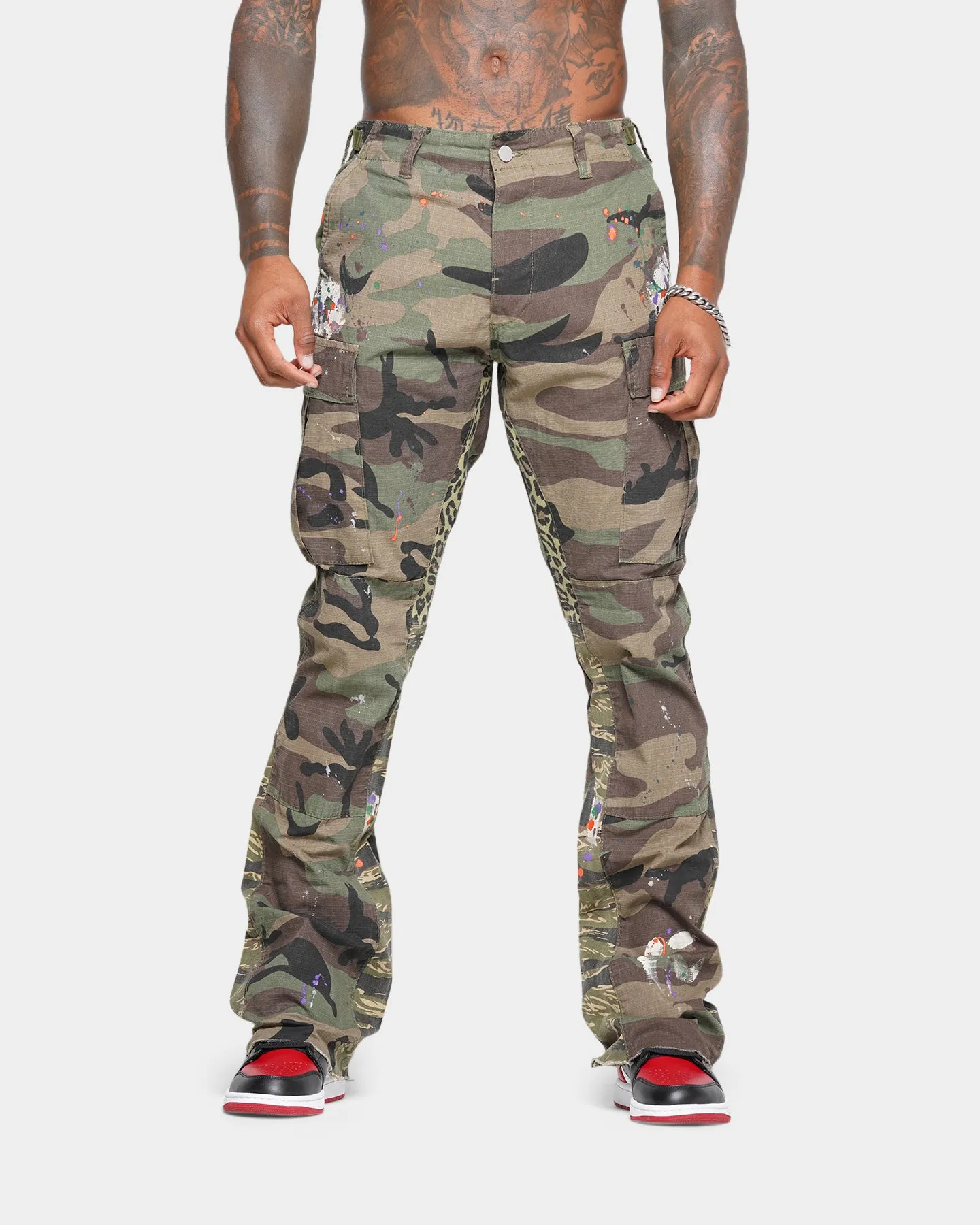 MNML Bootcut Contrast Cargo Pants Camo | Parallel