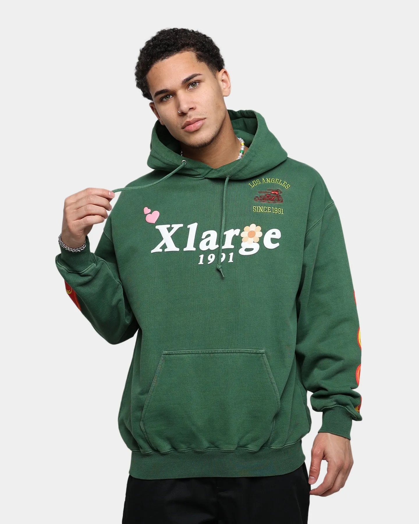 X-Large Pigment Dyed Puff Logo Pullover Hoodie Green sold by Culture Kings