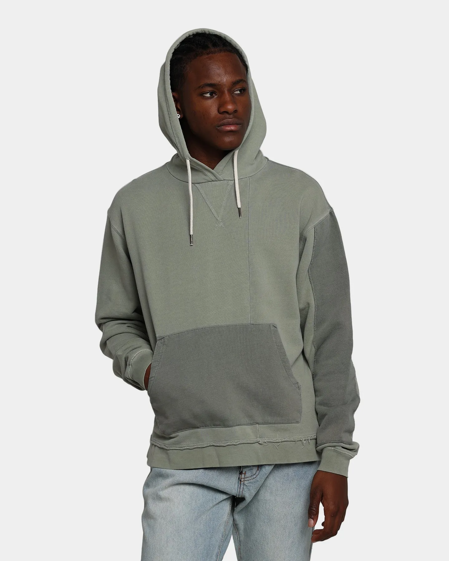 MNML Panelled Vintage Hoodie Olive sold by Culture Kings