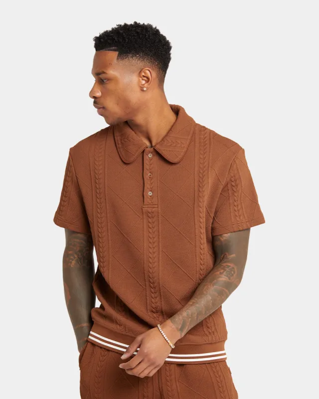 XXIII Danny Knit Polo Shirt Brown sold by Culture Kings