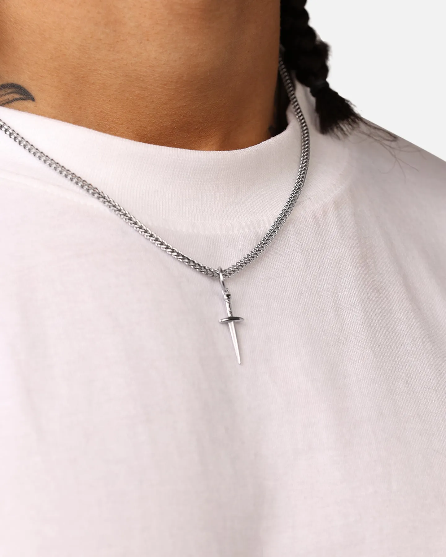 Saint Morta Dagger Franco Necklace White Gold sold by Culture Kings