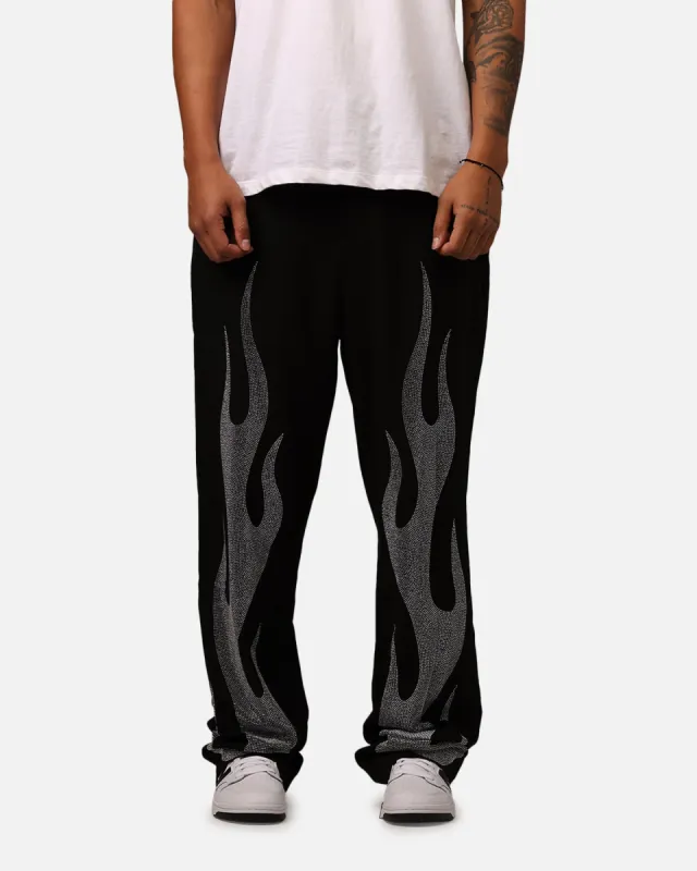 MNML Ultra Baggy Flame Crystal Pants Black sold by Culture Kings