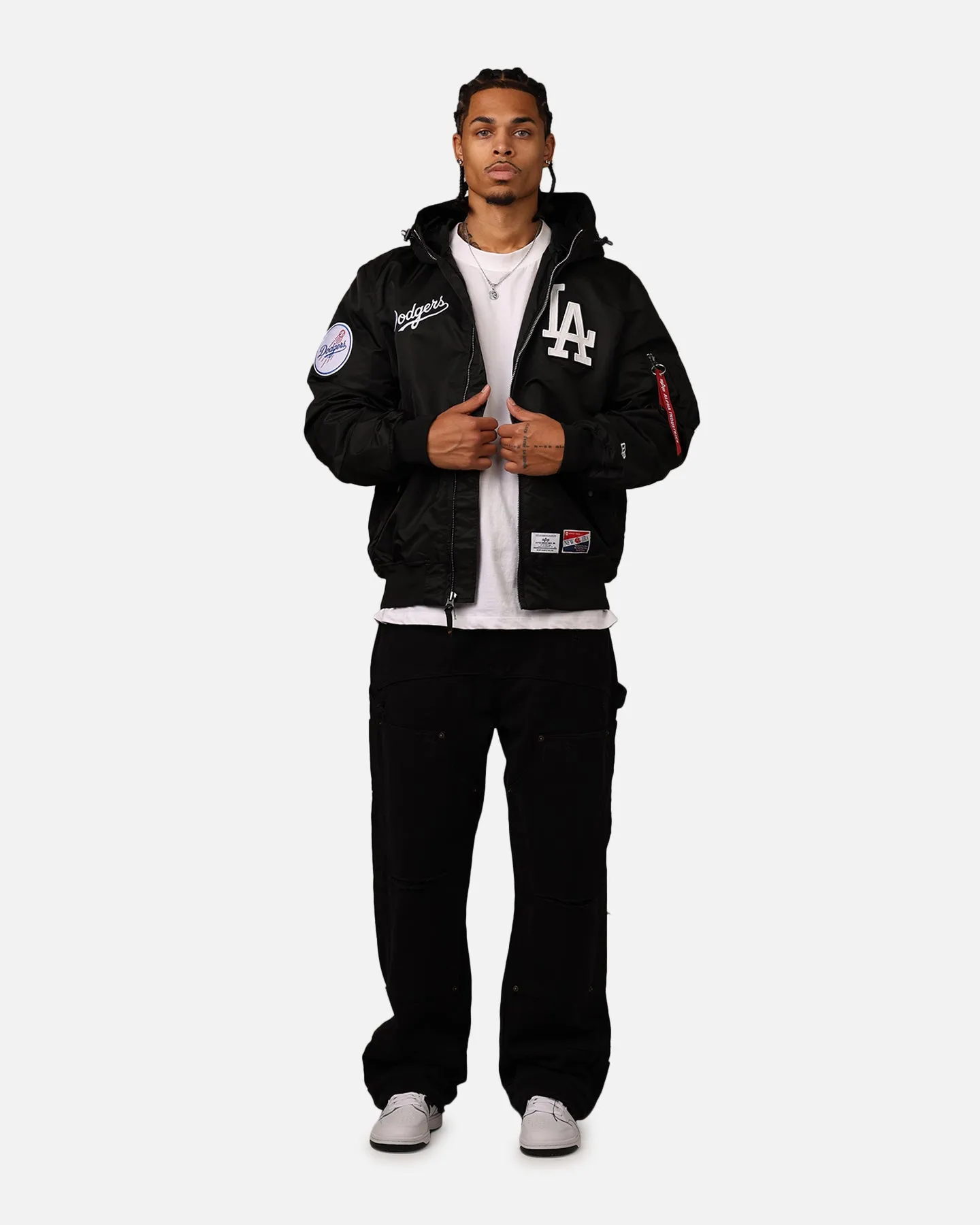 New Era Los Angeles Dodgers Alpha Industries L-2B Hooded Bomber Jacket Black sold by Culture Kings product image thumbnail 3