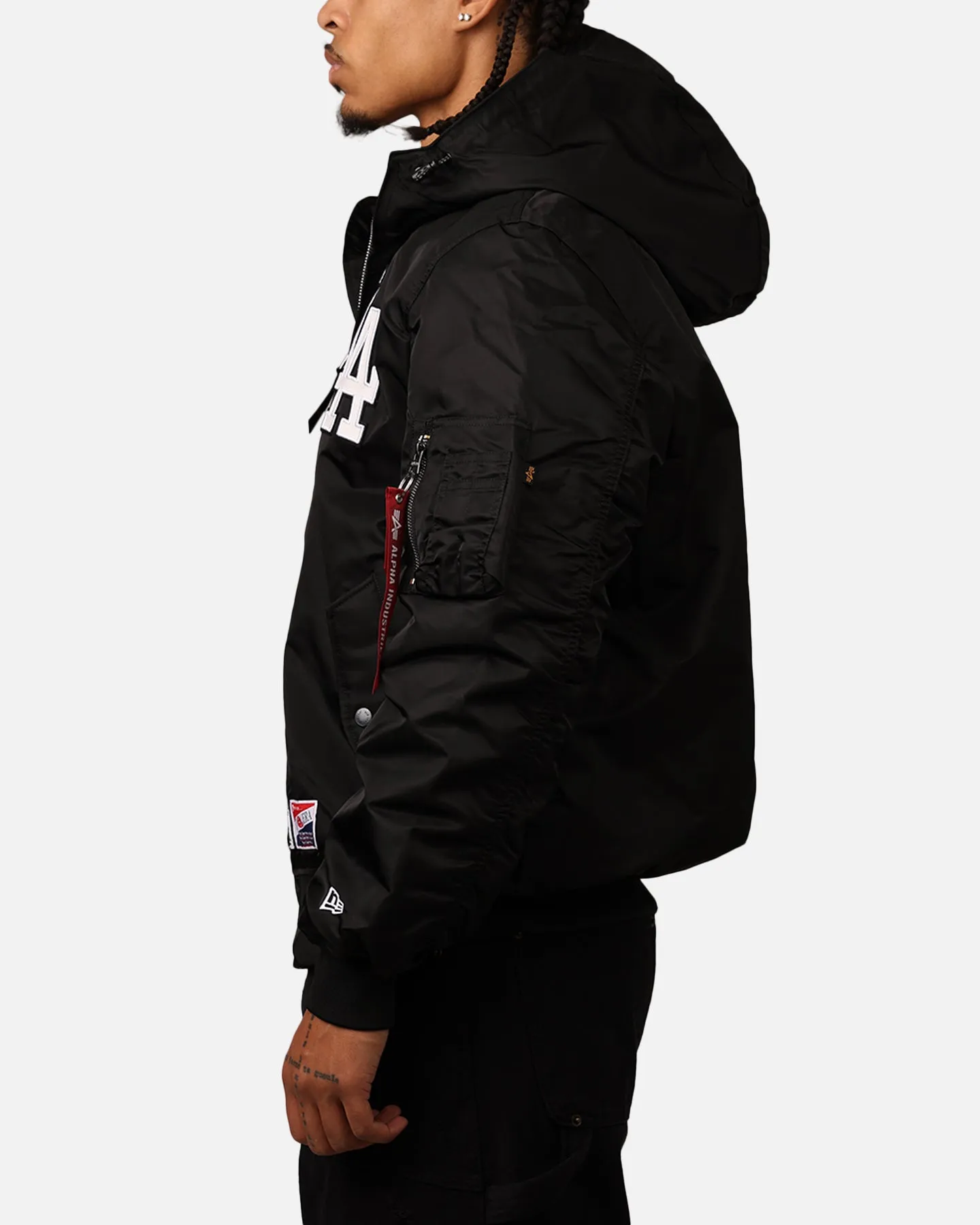 New Era Los Angeles Dodgers Alpha Industries L-2B Hooded Bomber Jacket Black sold by Culture Kings product image thumbnail 5