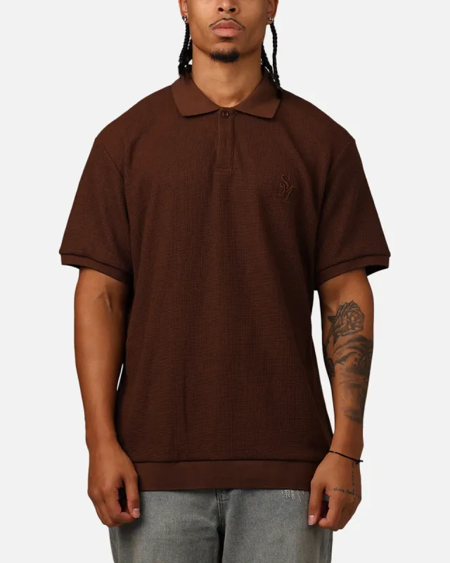 Saint Morta Waffle Polo Shirt Chocolate Brown made by Culture Kings