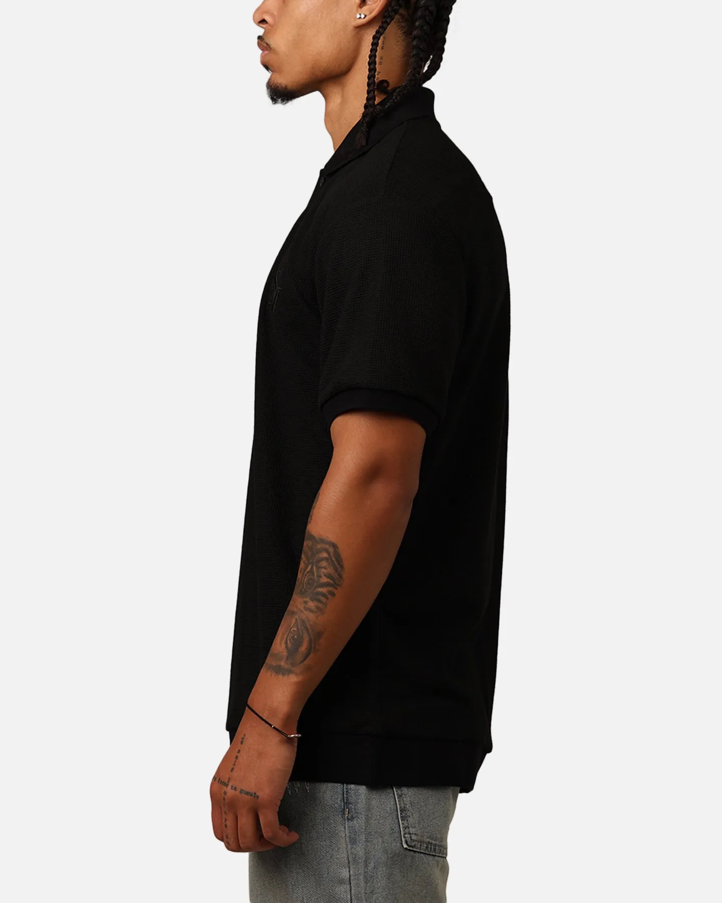 Saint Morta Waffle Polo Shirt Black sold by Culture Kings product image thumbnail 5
