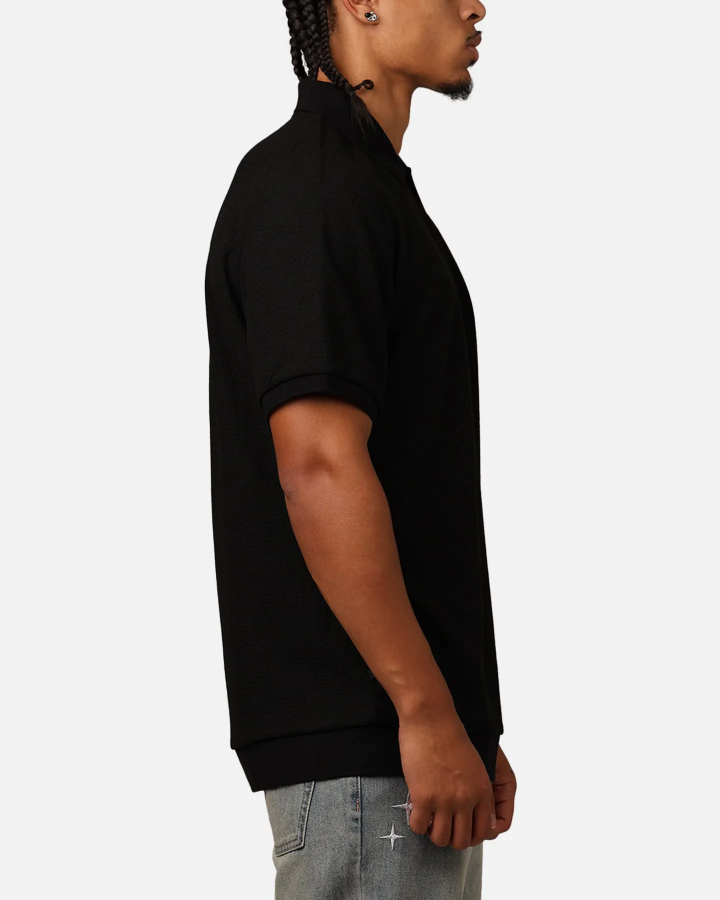Saint Morta Waffle Polo Shirt Black sold by Culture Kings product image thumbnail 4