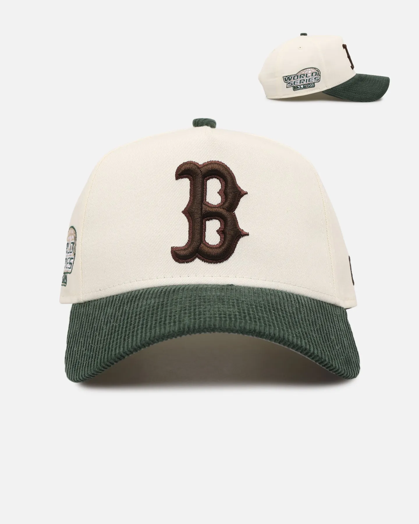 New Era Boston Red Sox 'Chrome White Green' Corduroy Visor 9FORTY A-Frame Snapback Chrome sold by Culture Kings