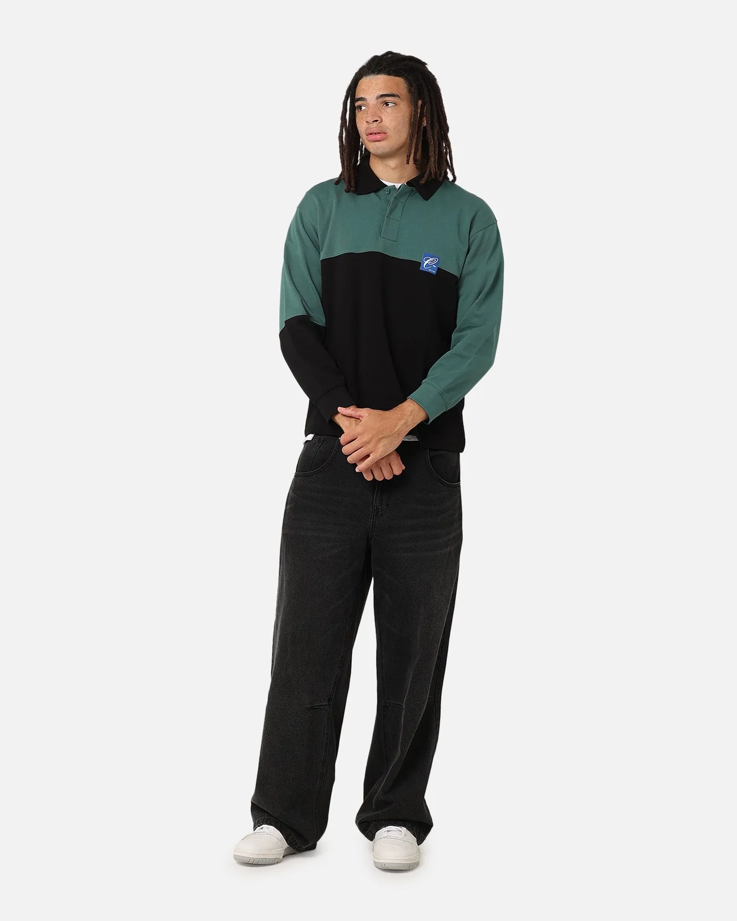 Carre Block Rugby Polo Shirt Green/Black sold by Culture Kings product image thumbnail 2