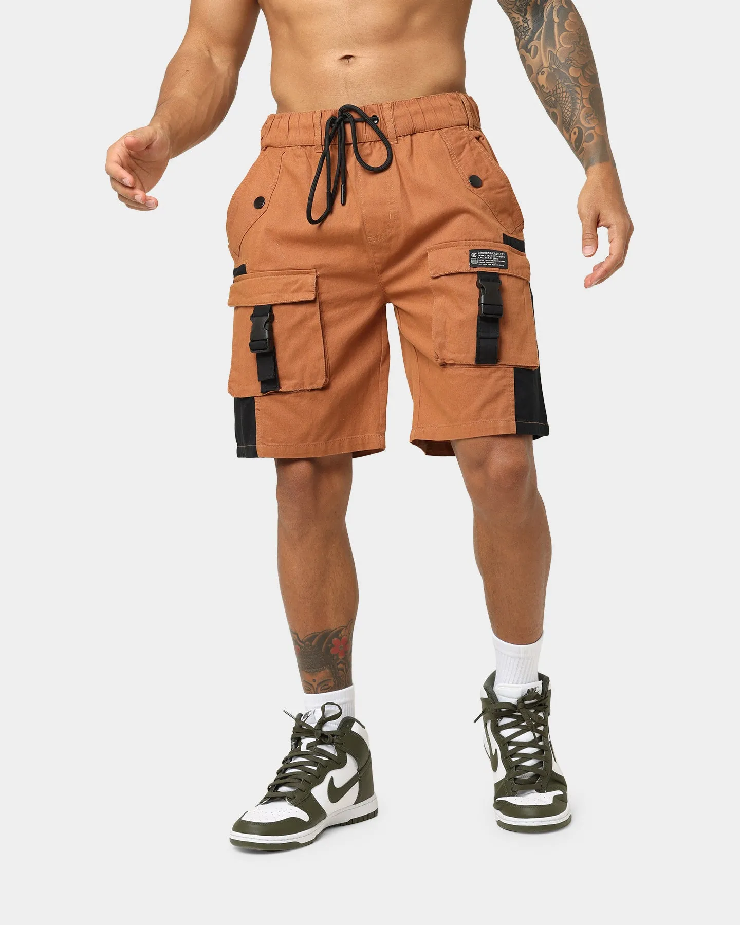 Crooks & Castles Washed Twill Shorts Tan sold by Culture Kings
