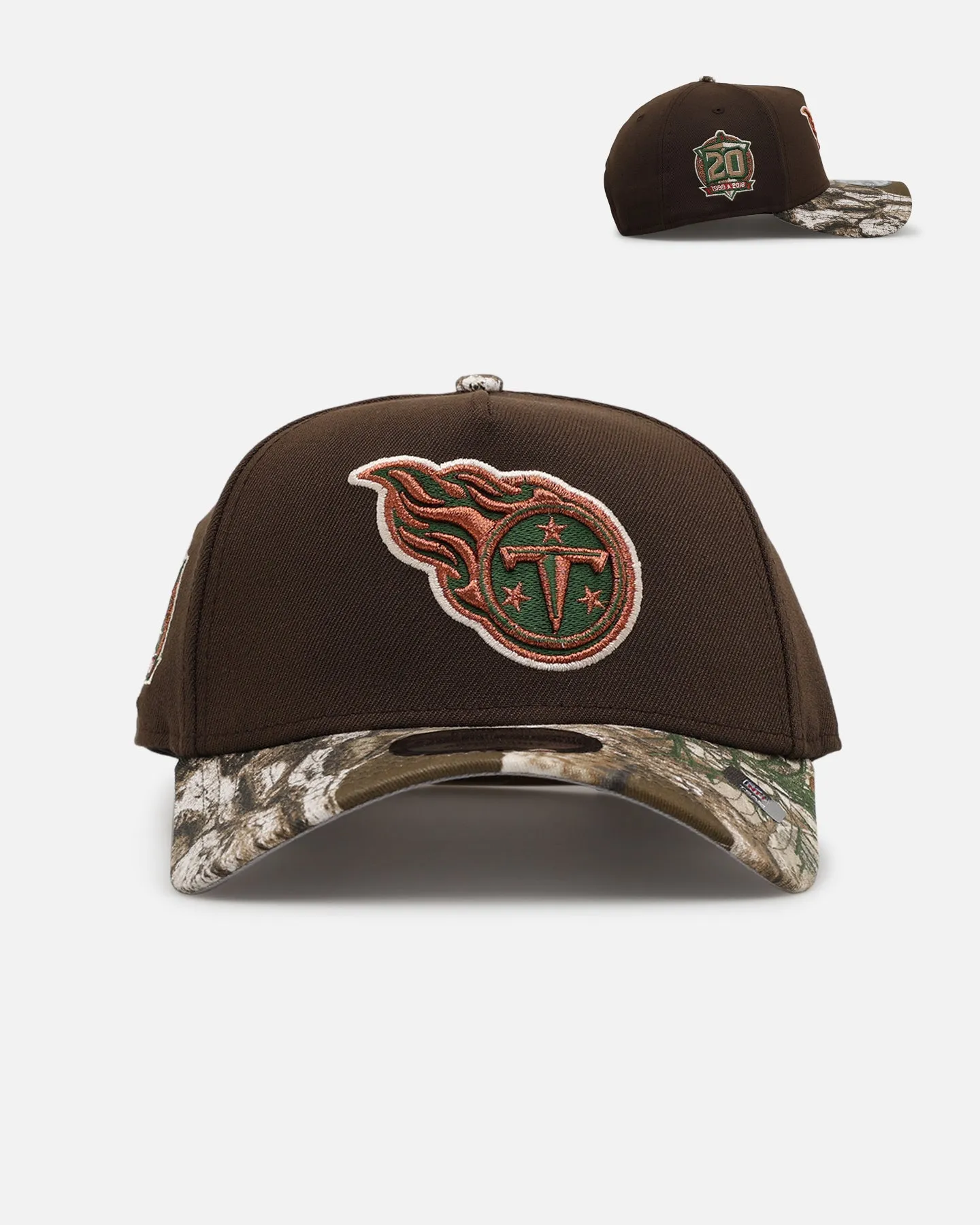 New Era Tennessee Titans 'Great Outdoors' 9FORTY A-Frame Snapback Brown/Camo sold by Culture Kings