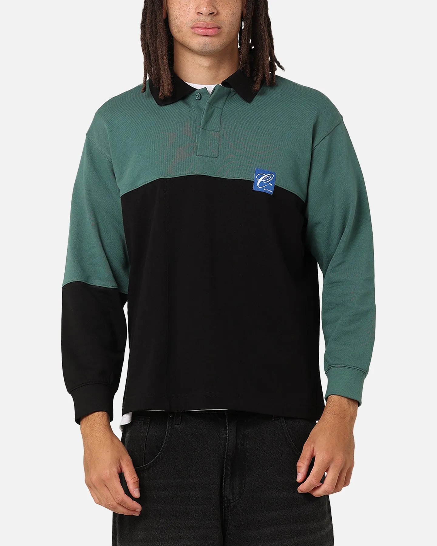 Carre Block Rugby Polo Shirt Green/Black sold by Culture Kings