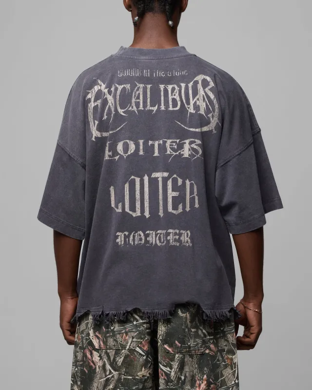 Loiter Excalibur Distressed T-Shirt Washed Black sold by Culture Kings