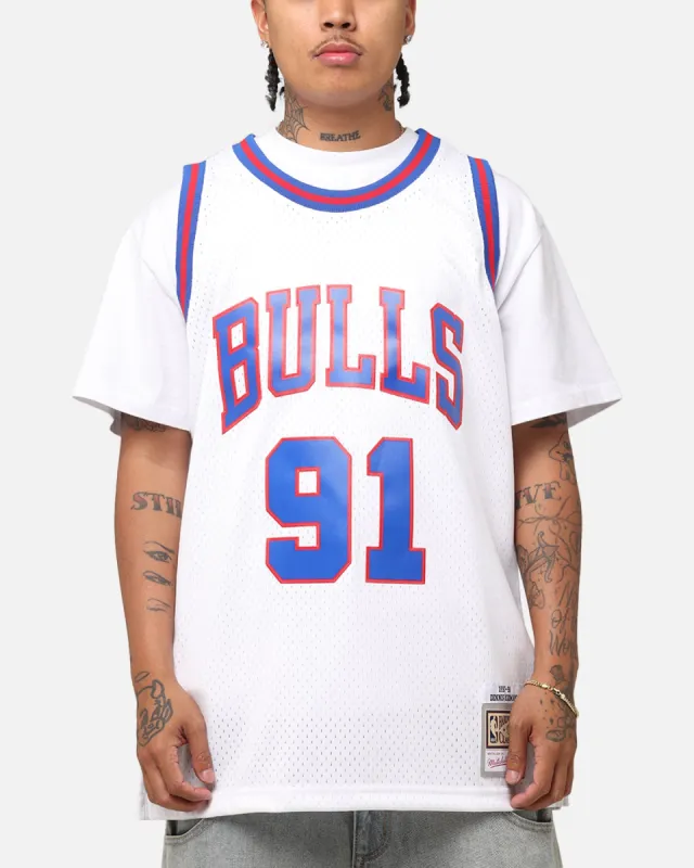 Mitchell & Ness Chicago Bulls Dennis Rodman #91 'Flags Collection' Jersey White sold by Culture Kings