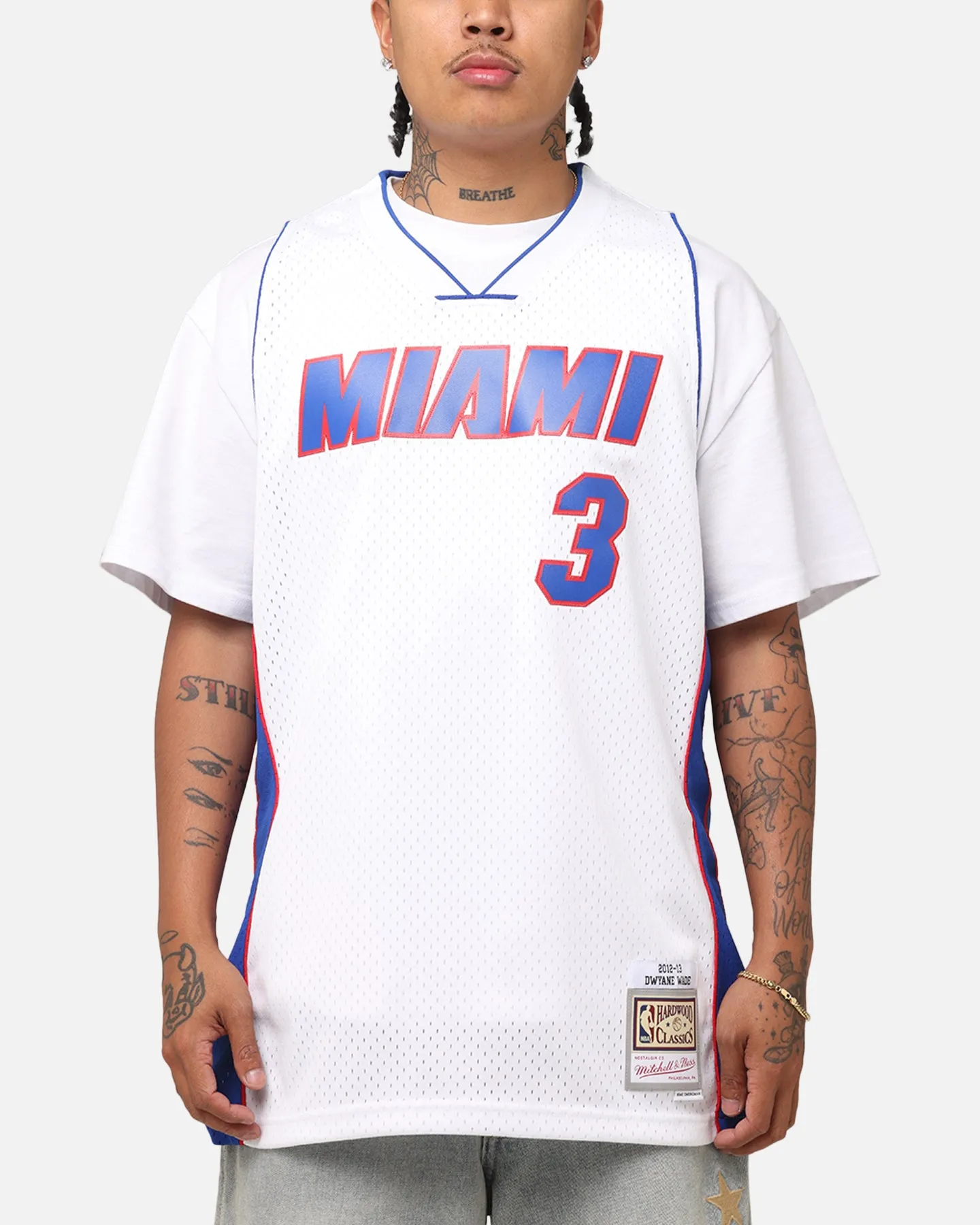 Mitchell & Ness Miami Heat Dwyane Wade #3 'Flags Collection' Jersey White sold by Culture Kings
