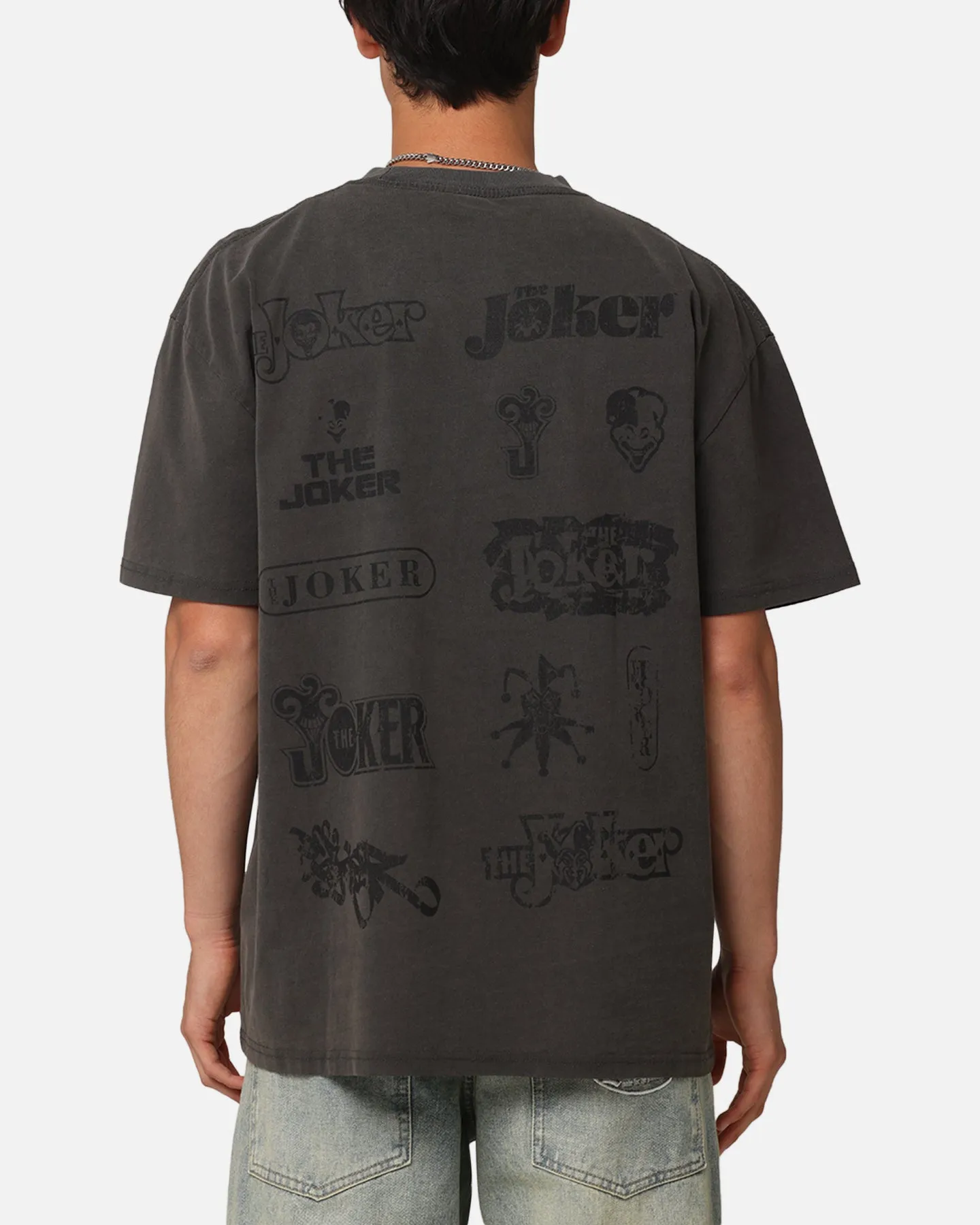 American Thrift X DC Batman The Joker Joker Logos Heavyweight T-Shirt Black Wash sold by Culture Kings