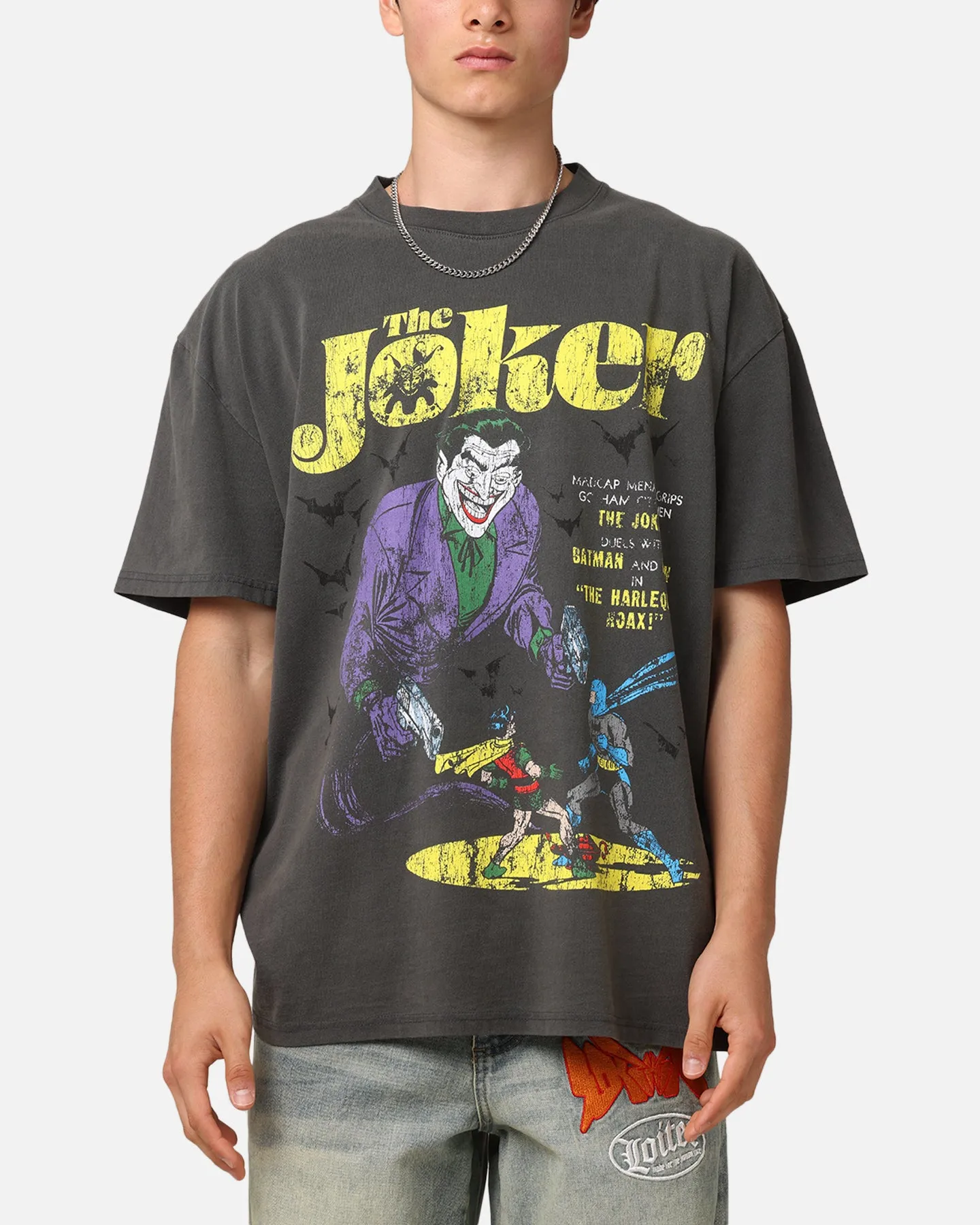 American Thrift X DC Batman The Joker Harley Hoax Heavyweight T-Shirt Black Wash sold by Culture Kings
