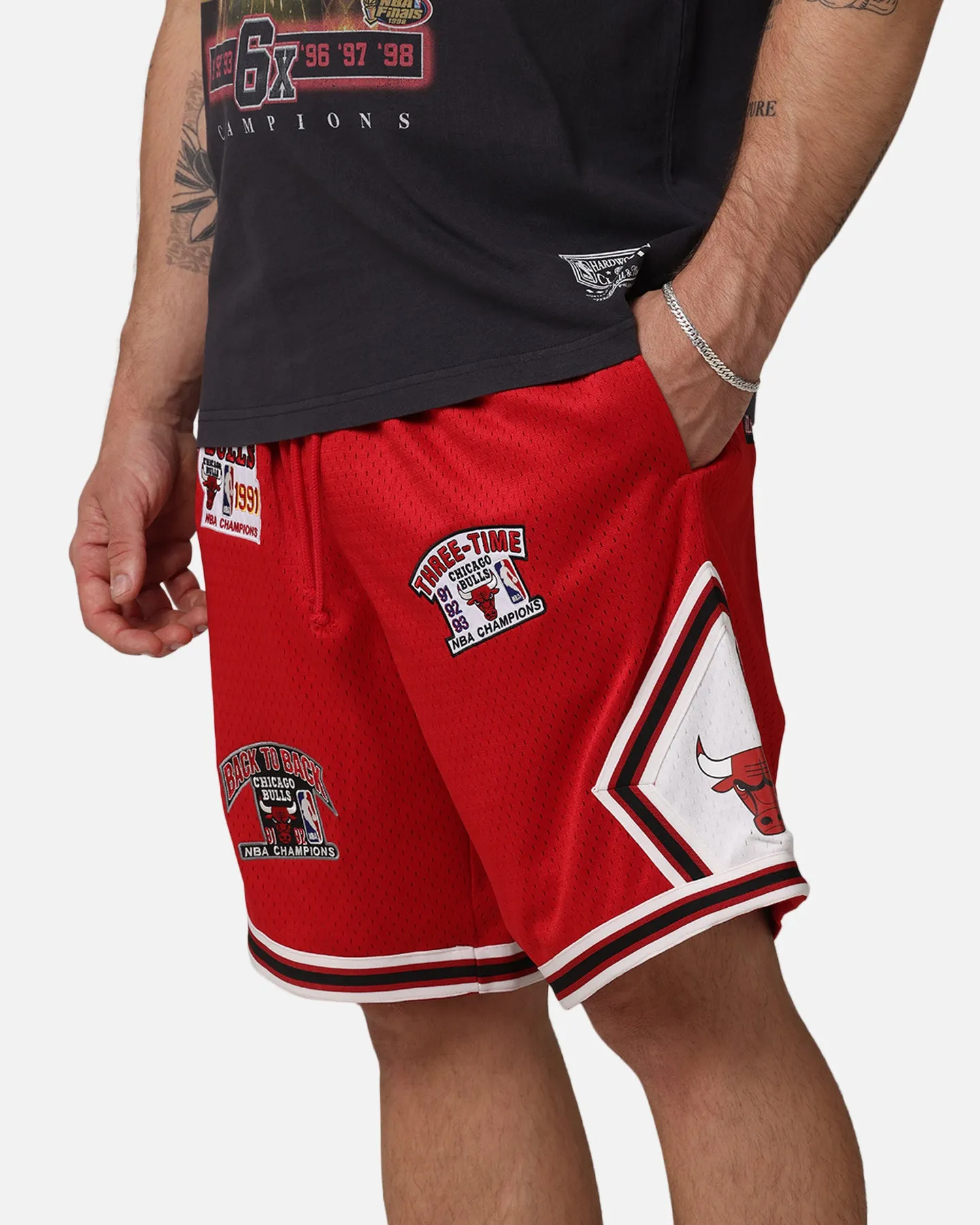 Mitchell & Ness Chicago Bulls 'UNC To Chicago' Champions Shorts Red sold by Culture Kings product image thumbnail 3