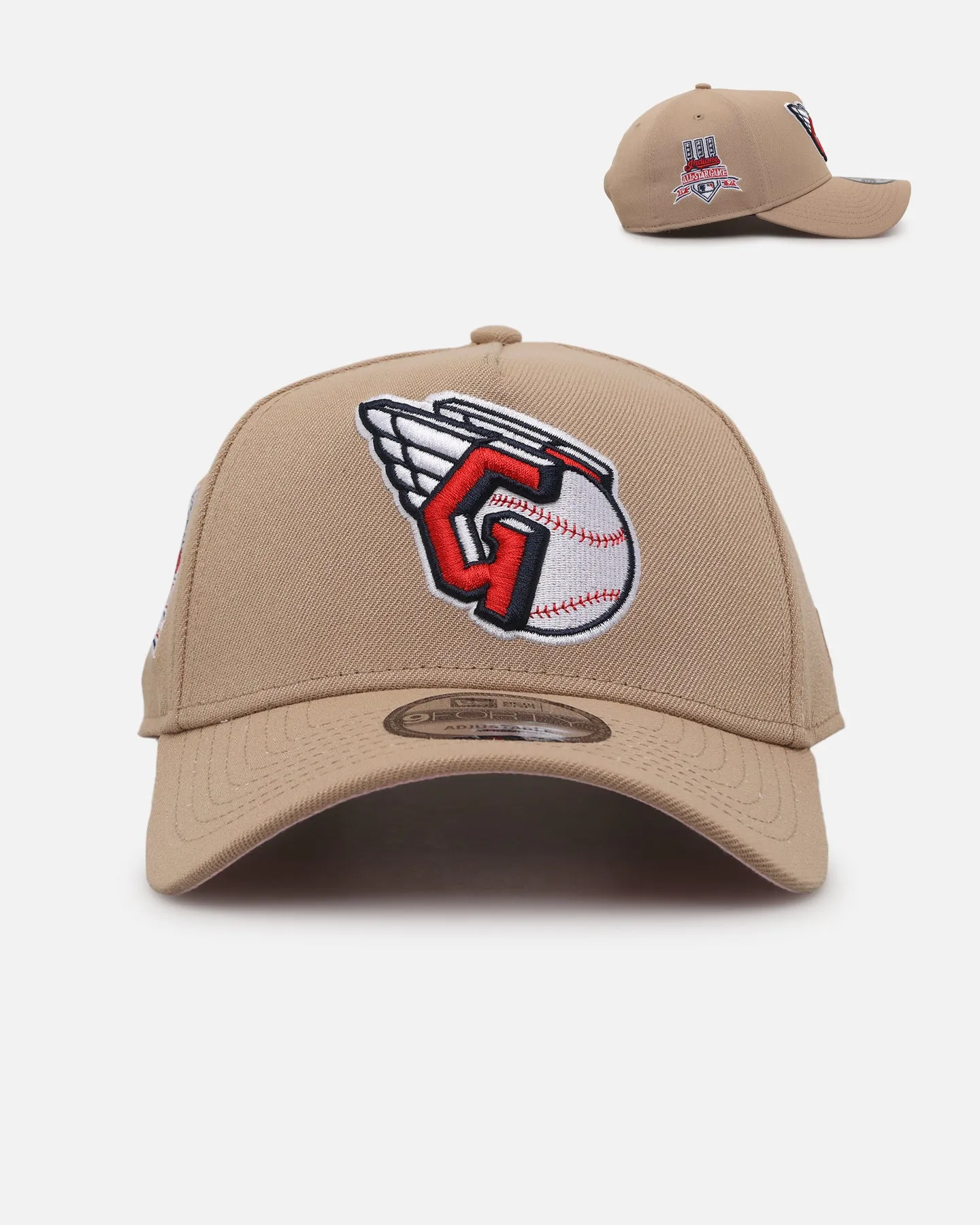 New Era Cleveland Guardians 'Tan Pink' 9FORTY A-Frame Snapback Tan sold by Culture Kings