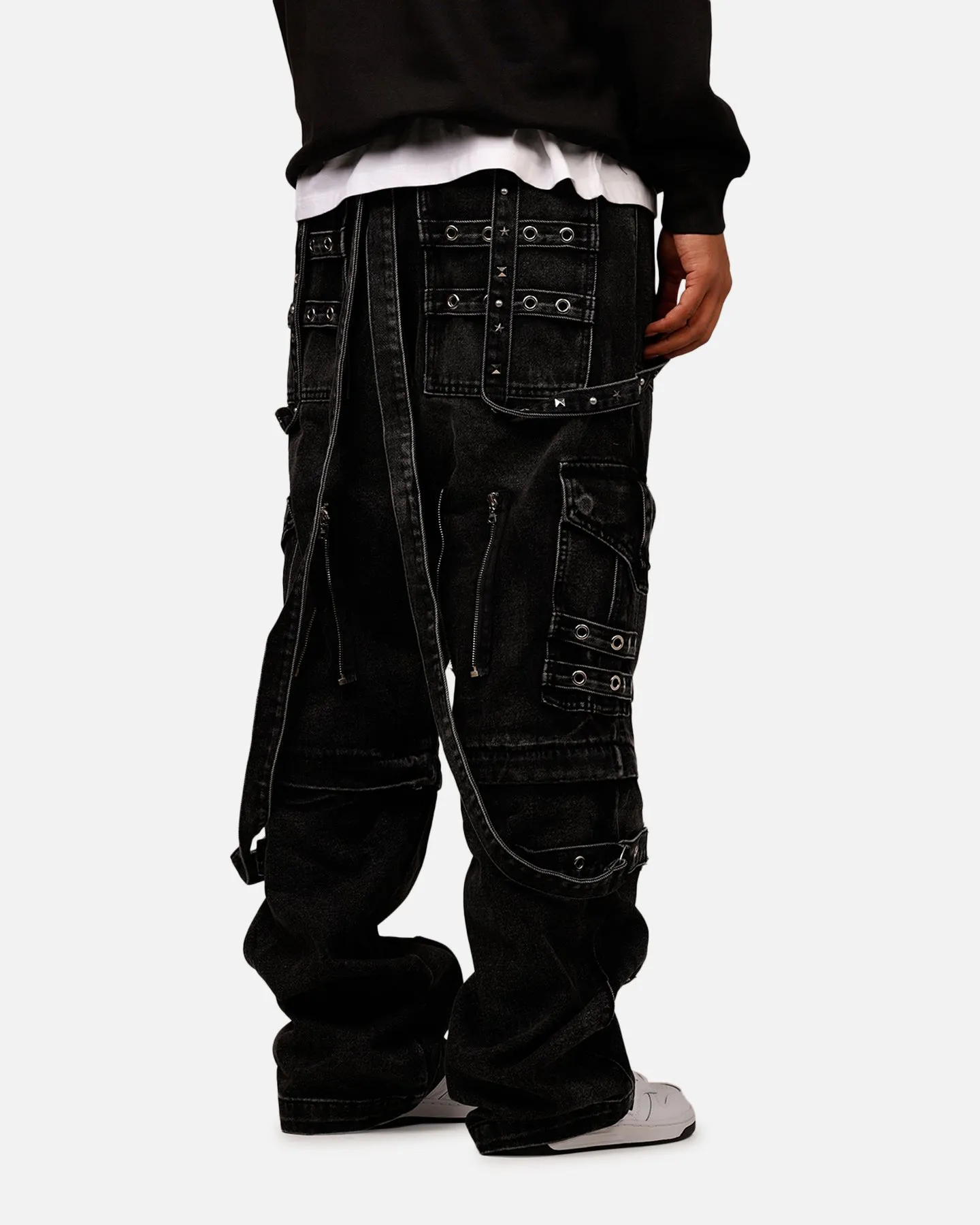 MNML Ultra Baggy Studd Cargo Denim Pants Black sold by Culture Kings product image thumbnail 2