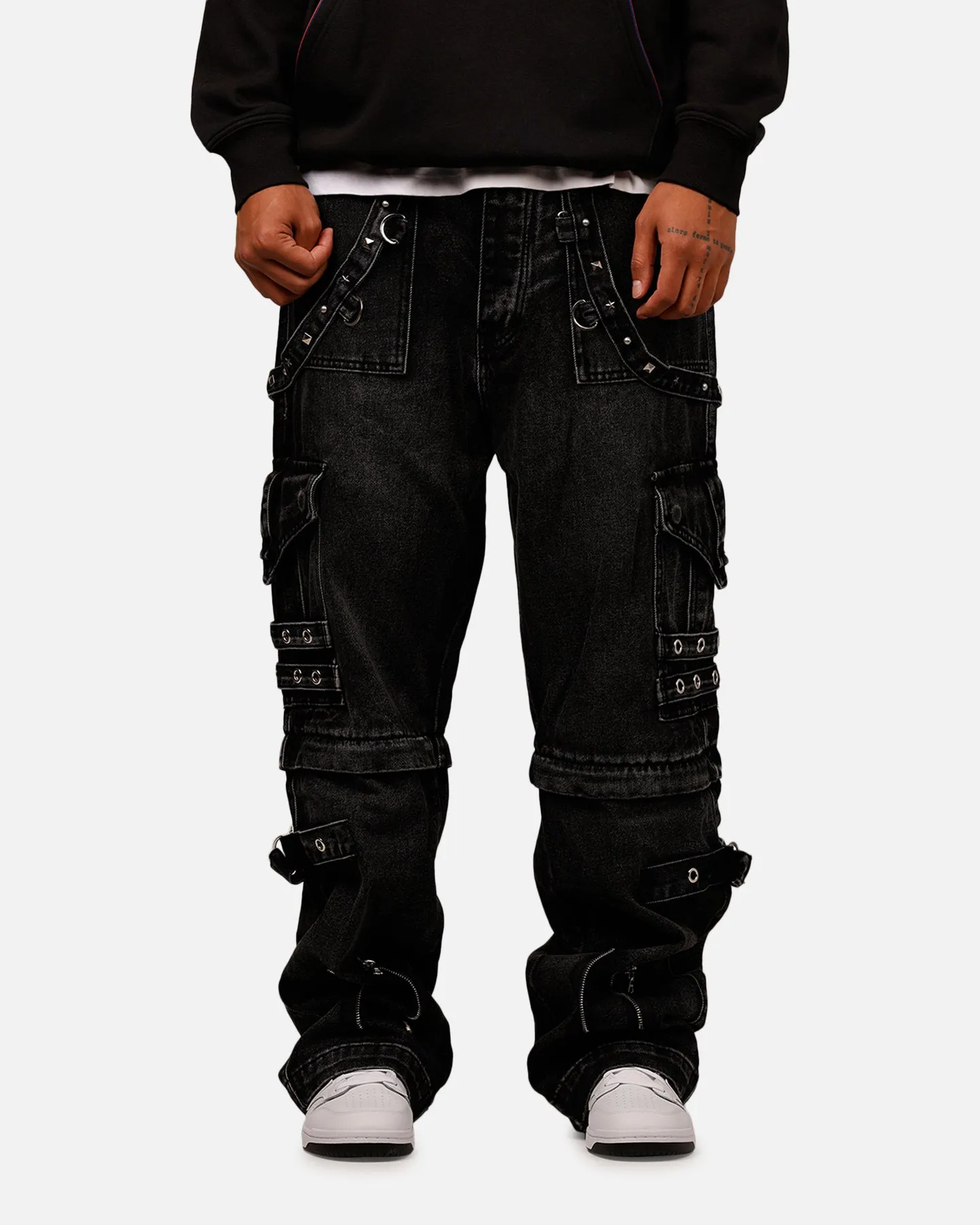 MNML Ultra Baggy Studd Cargo Denim Pants Black sold by Culture Kings