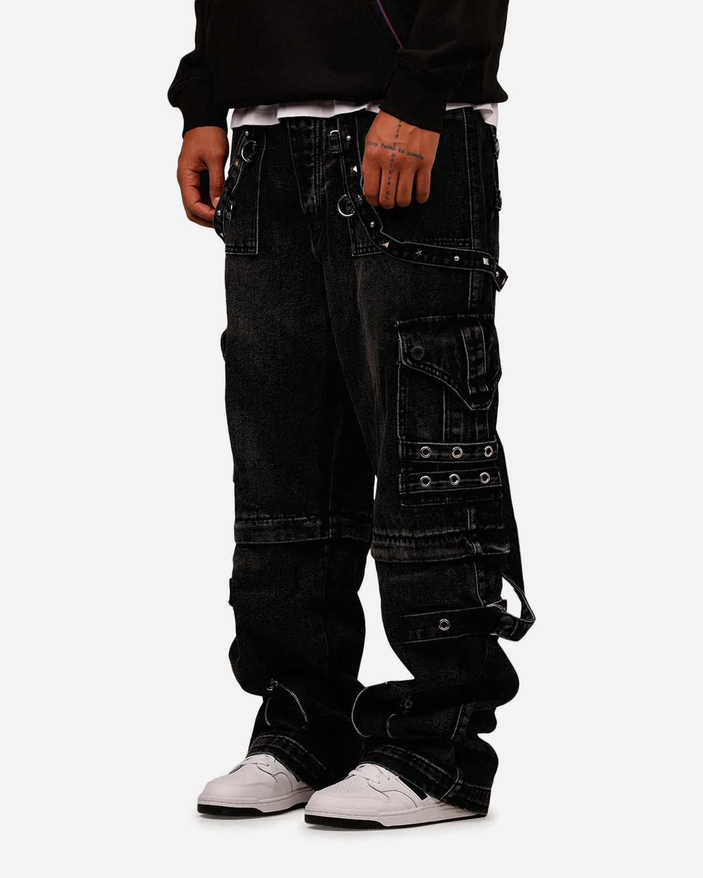 MNML Ultra Baggy Studd Cargo Denim Pants Black sold by Culture Kings product image thumbnail 3