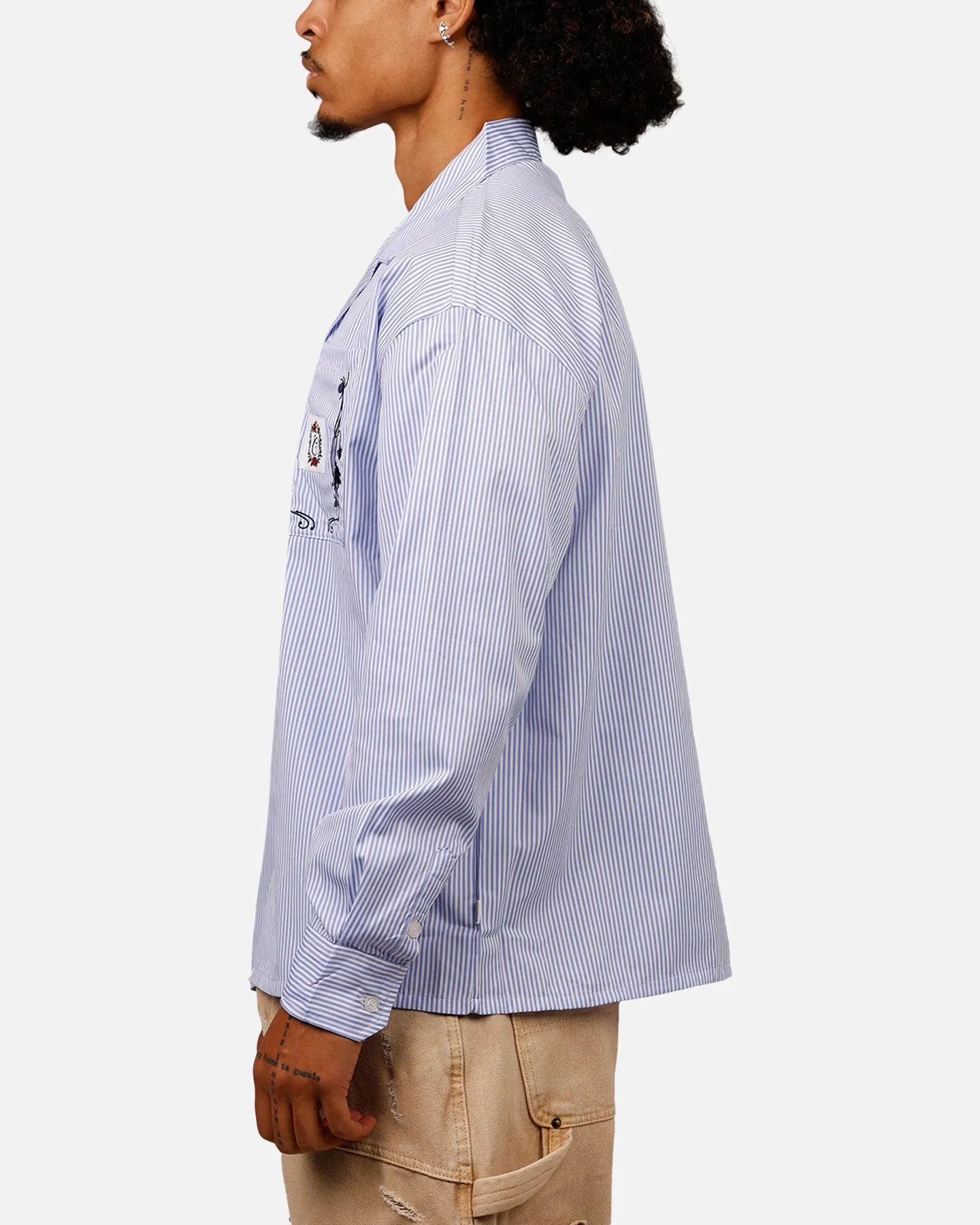 Carre Floral Oversized Button Up Shirt Blue Stripe/White sold by Culture Kings product image thumbnail 5