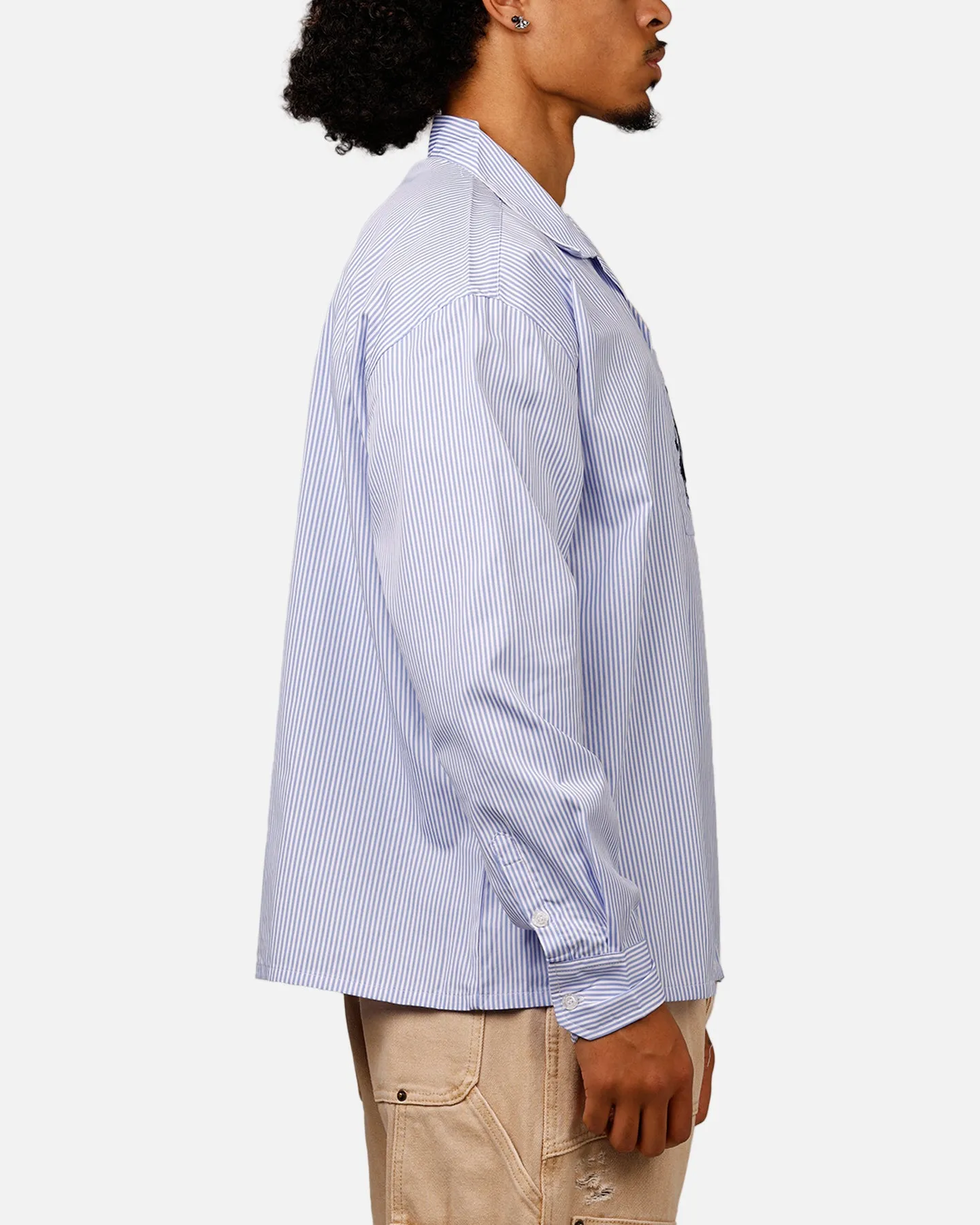 Carre Floral Oversized Button Up Shirt Blue Stripe/White sold by Culture Kings product image thumbnail 4