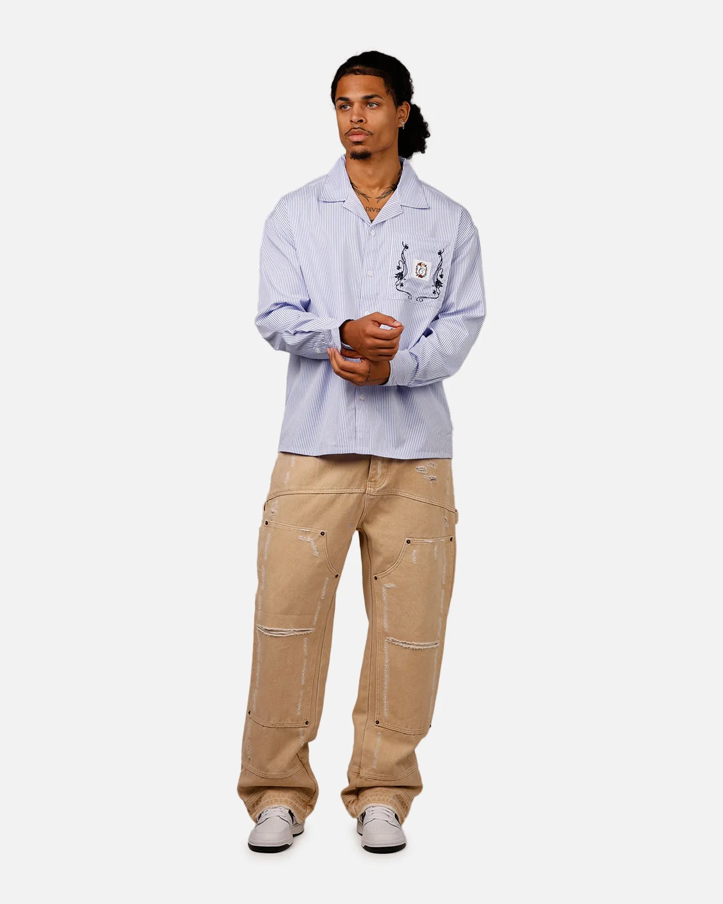 Carre Floral Oversized Button Up Shirt Blue Stripe/White sold by Culture Kings product image thumbnail 3