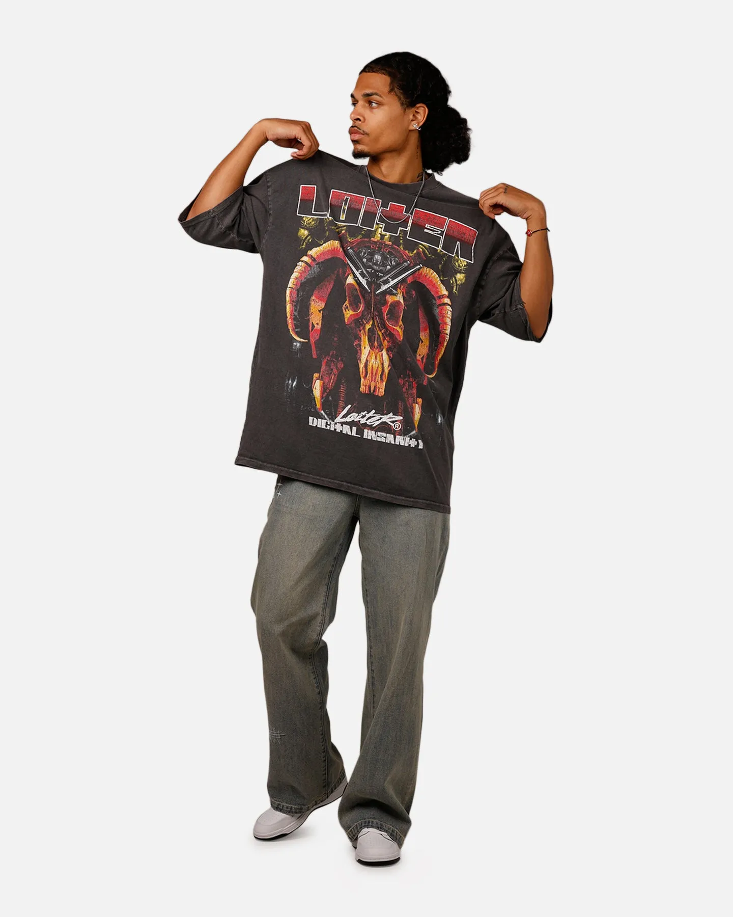Loiter Digital Insanity Vintage Mock T-Shirt Charcoal sold by Culture Kings product image thumbnail 3