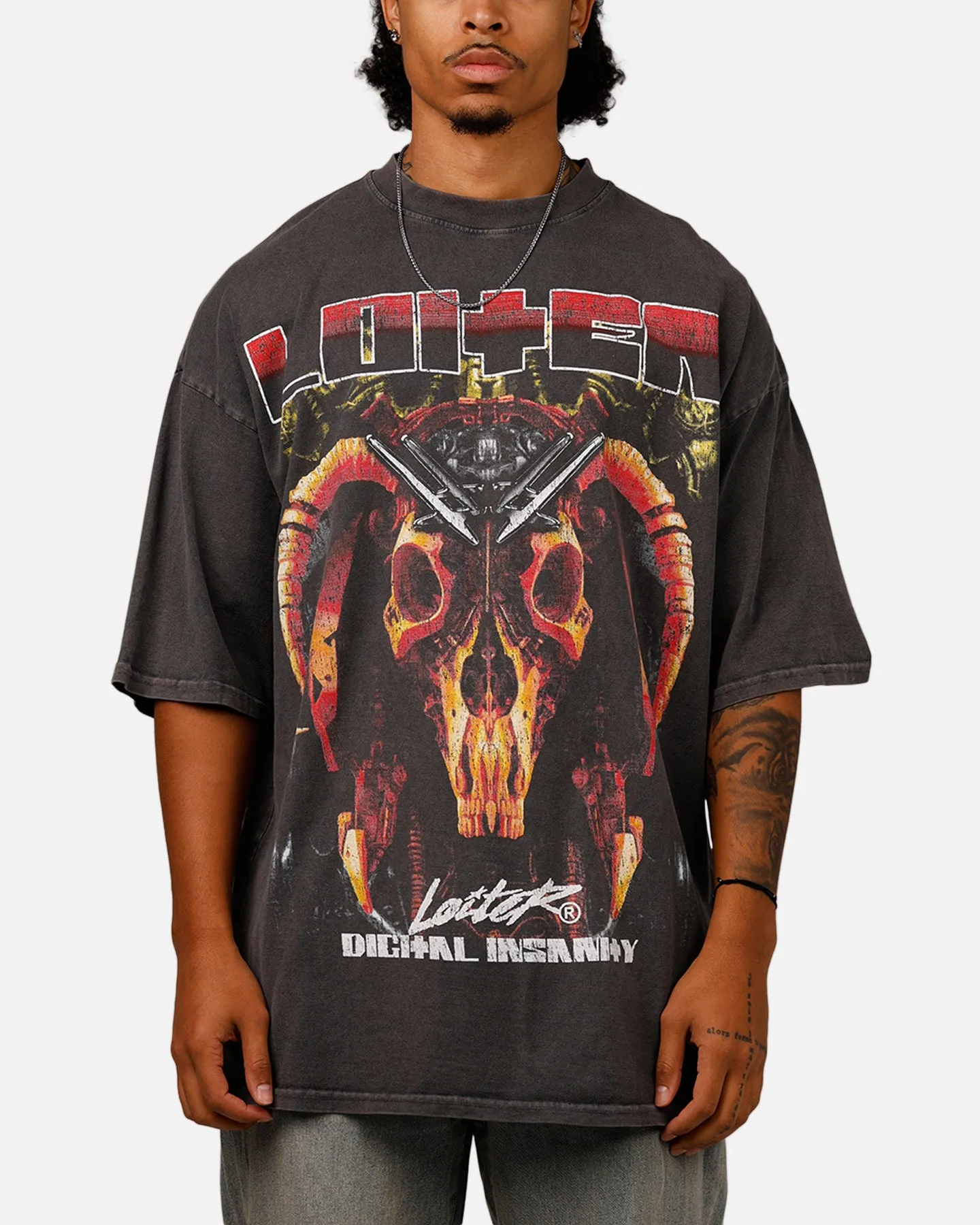 Loiter Digital Insanity Vintage Mock T-Shirt Charcoal sold by Culture Kings
