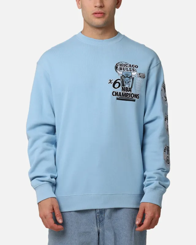 Mitchell & Ness Chicago Bulls 'UNC To Chicago' Champions Crewneck Light Blue sold by Culture Kings