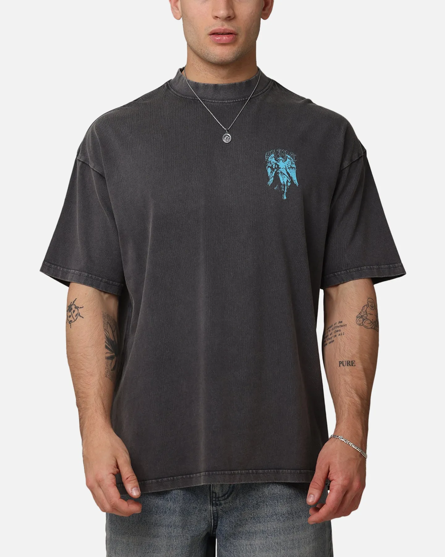 Saint Morta Lucian Mock Neck T-Shirt Washed Charcoal sold by Culture Kings product image thumbnail 2