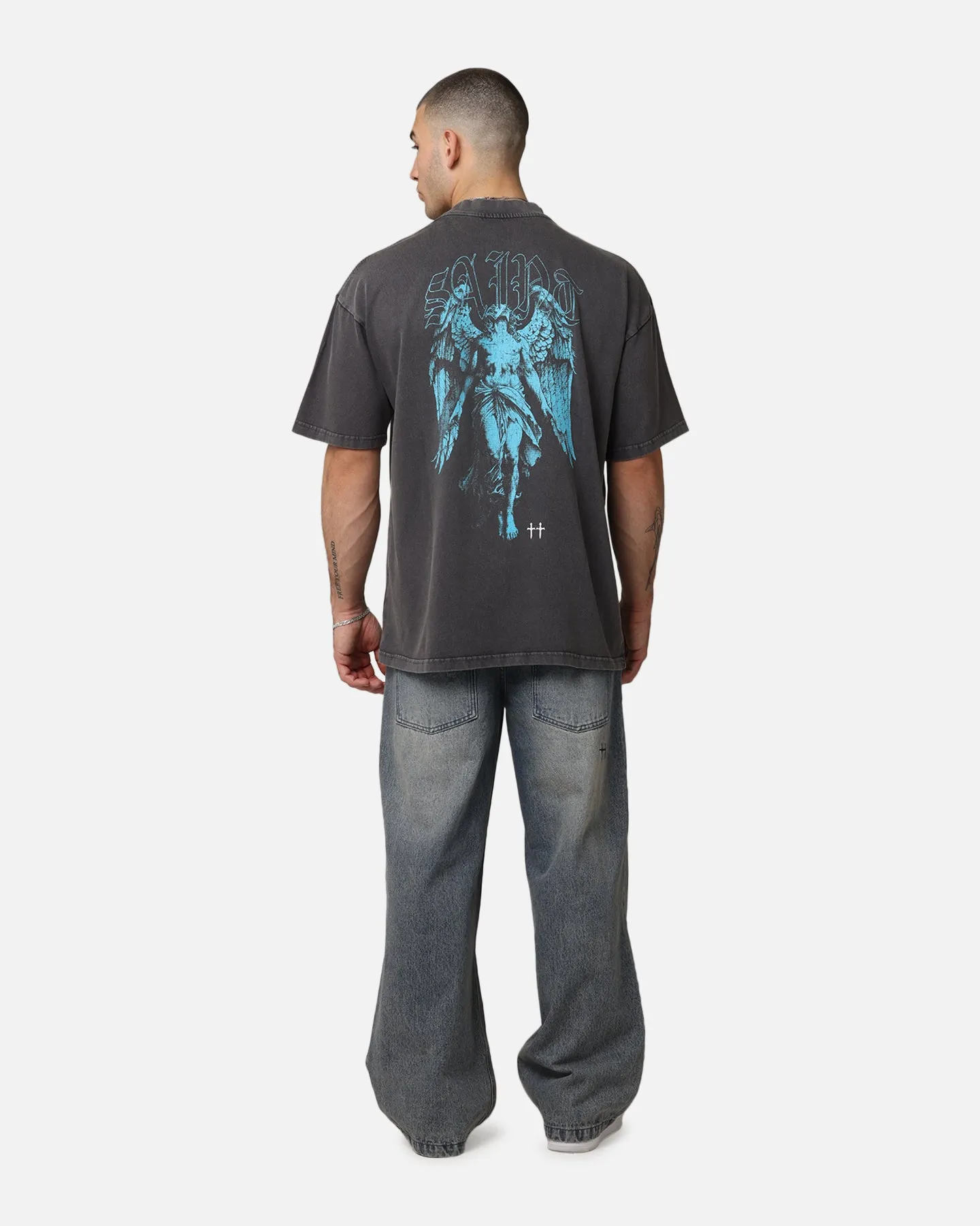 Saint Morta Lucian Mock Neck T-Shirt Washed Charcoal sold by Culture Kings product image thumbnail 3