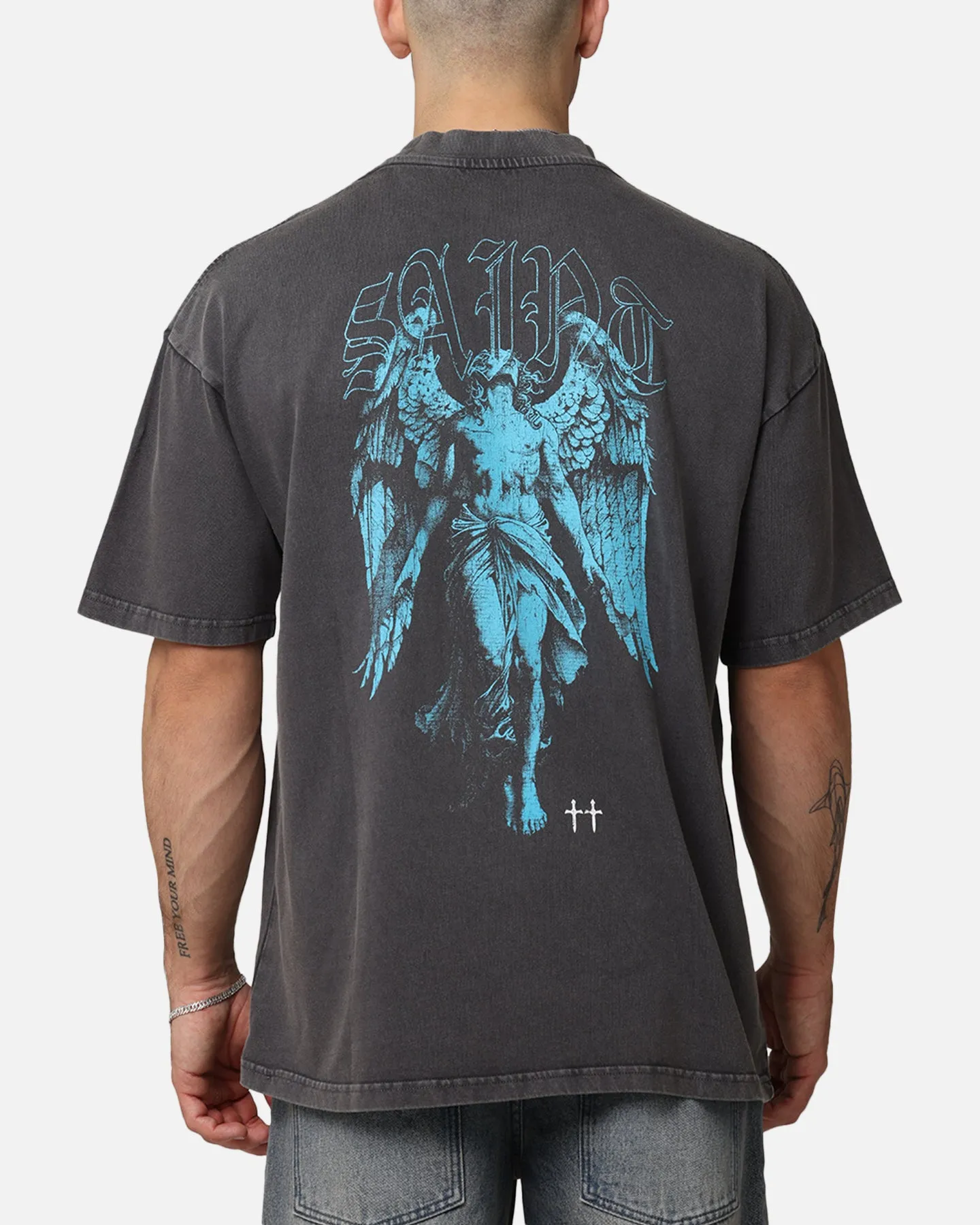 Saint Morta Lucian Mock Neck T-Shirt Washed Charcoal sold by Culture Kings