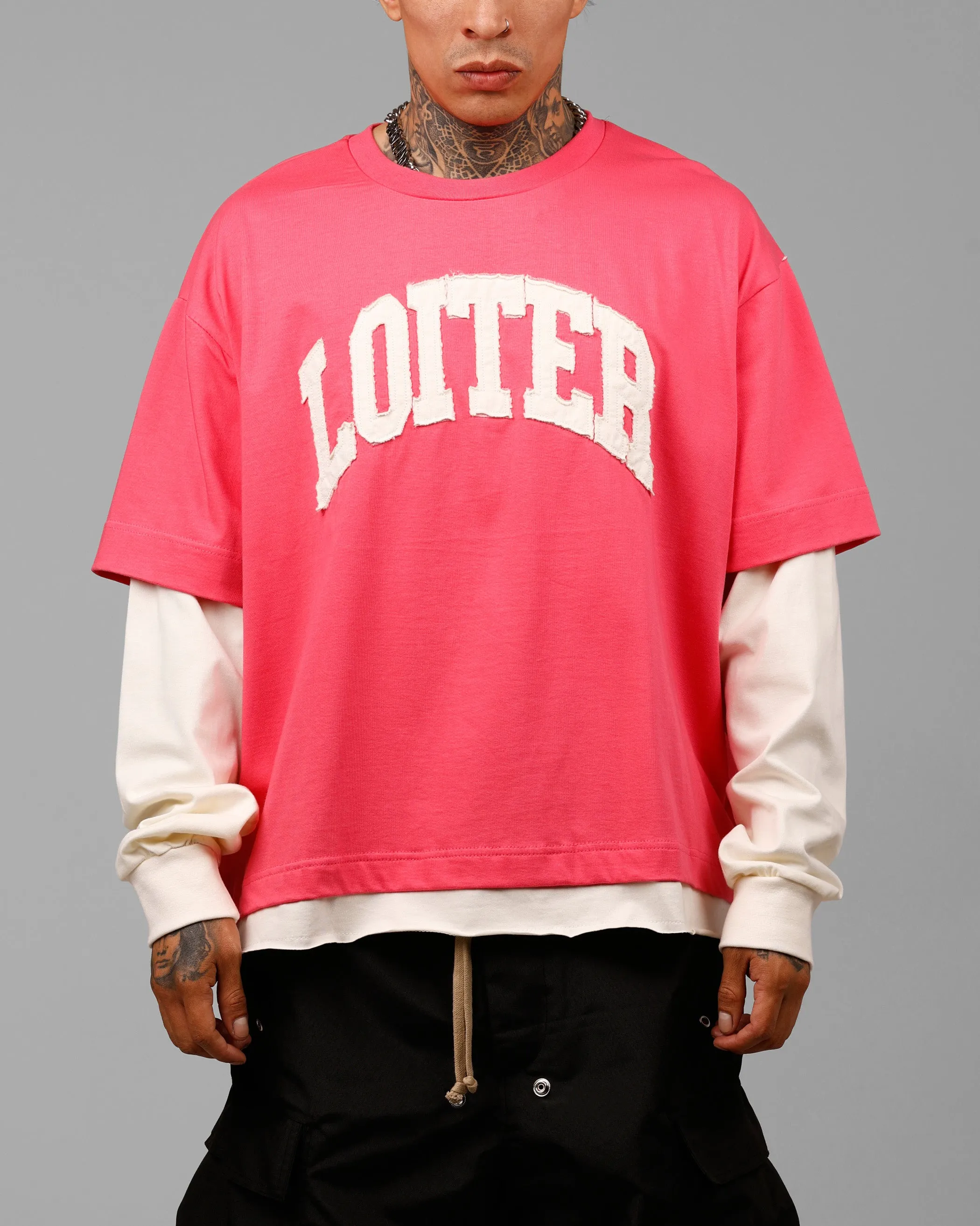 Loiter Impact Long Sleeve T-Shirt Washed Pink/White sold by Culture Kings
